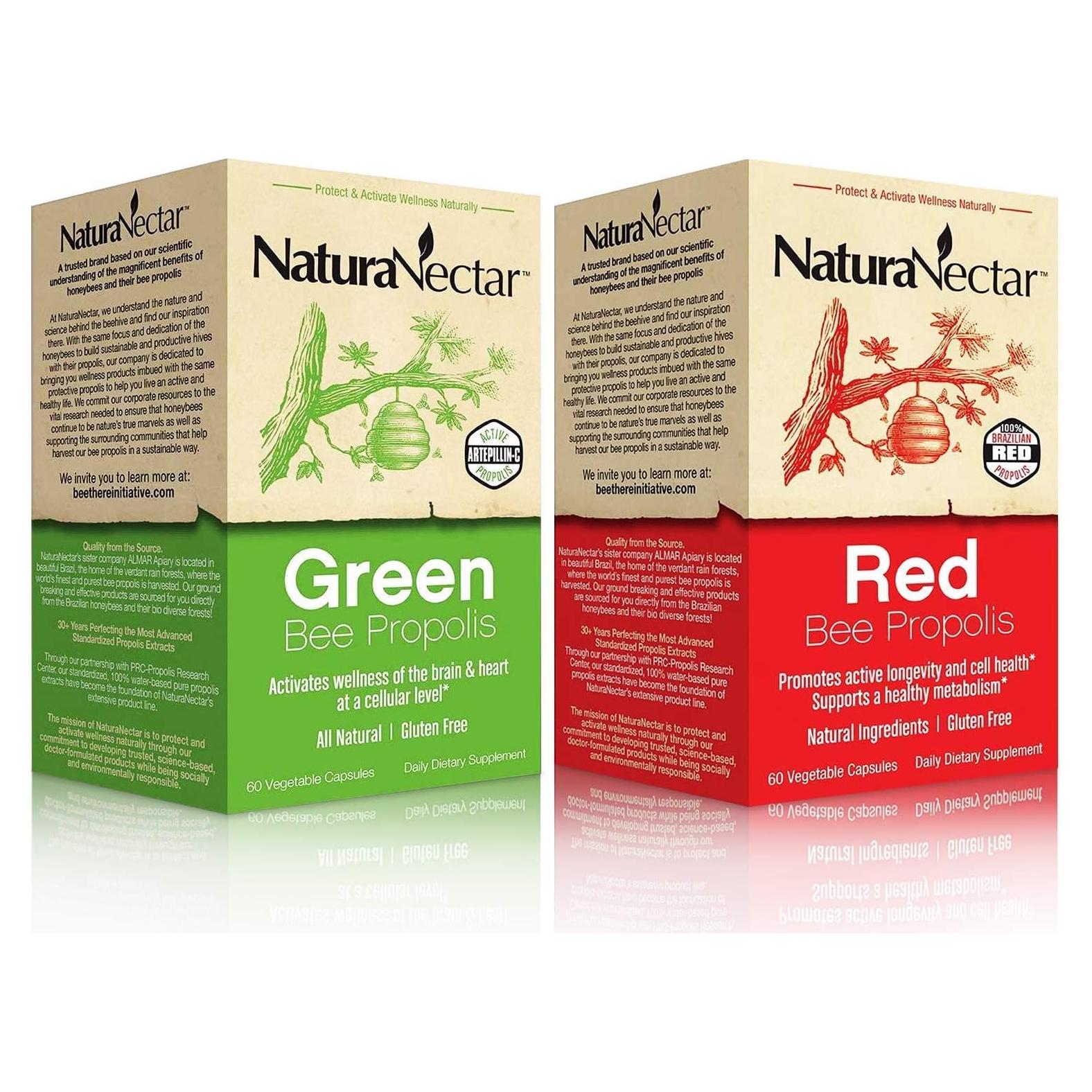 Propolis Natural Verde y Rojo NaturaNectar - 60 Cápsulas