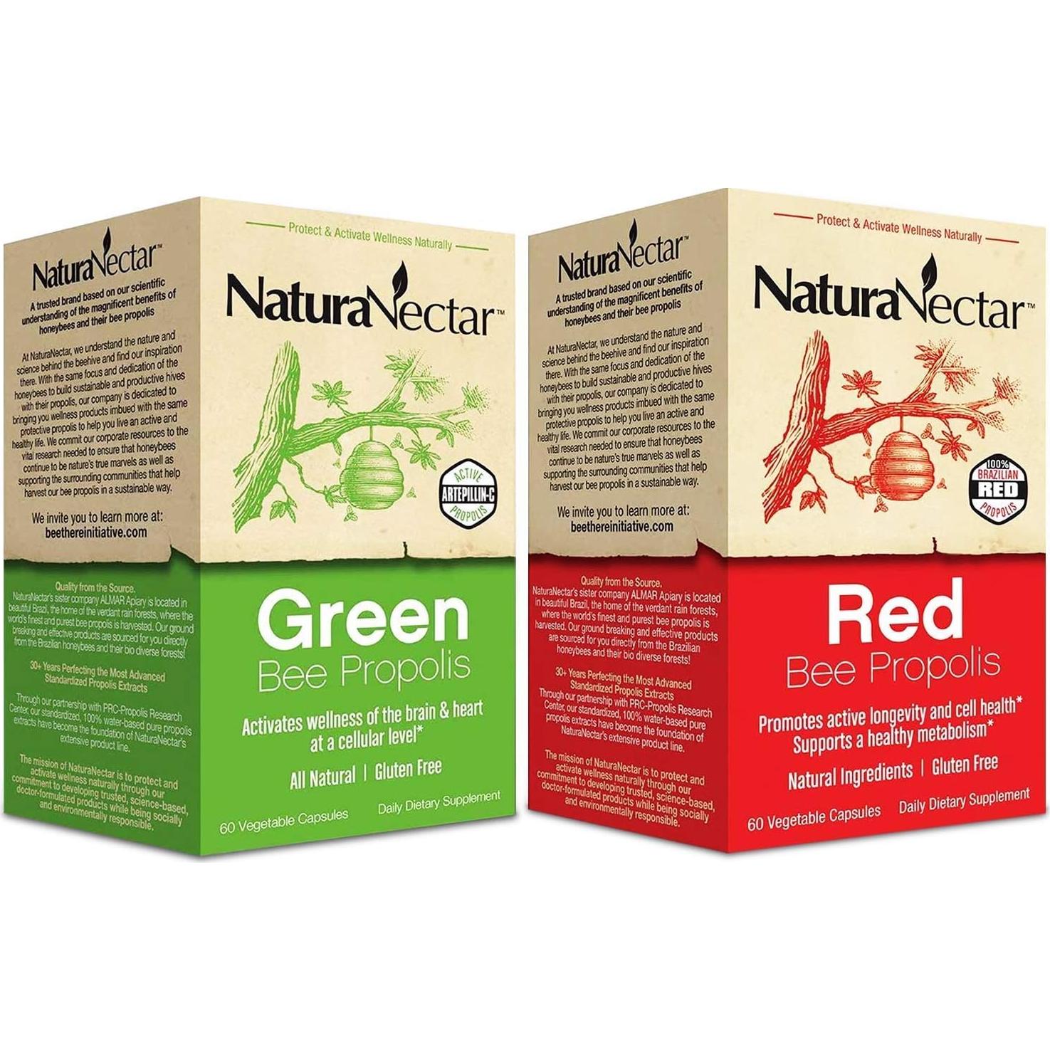 Propolis Natural Verde y Rojo NaturaNectar - 60 Cápsulas