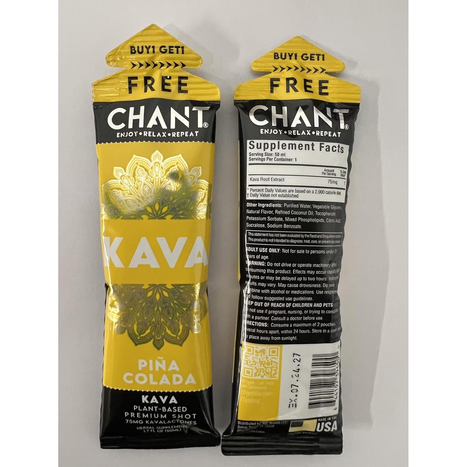 Chant Kava Shots 6x50.3 mL - Bebida Herbal Piña Colada