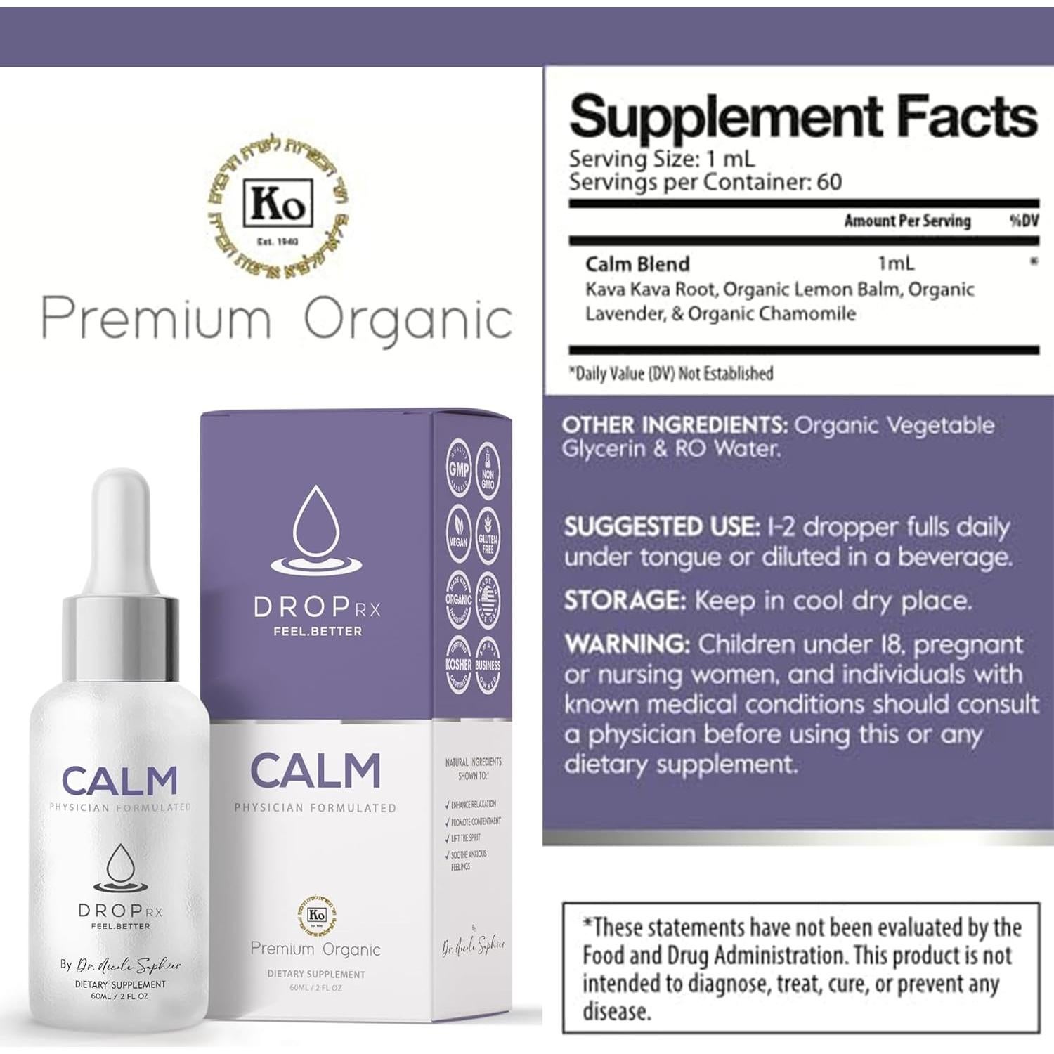 Gotas Calmantes DropRx por Dr. Nicole Saphier - 59.15 ml - Vegano