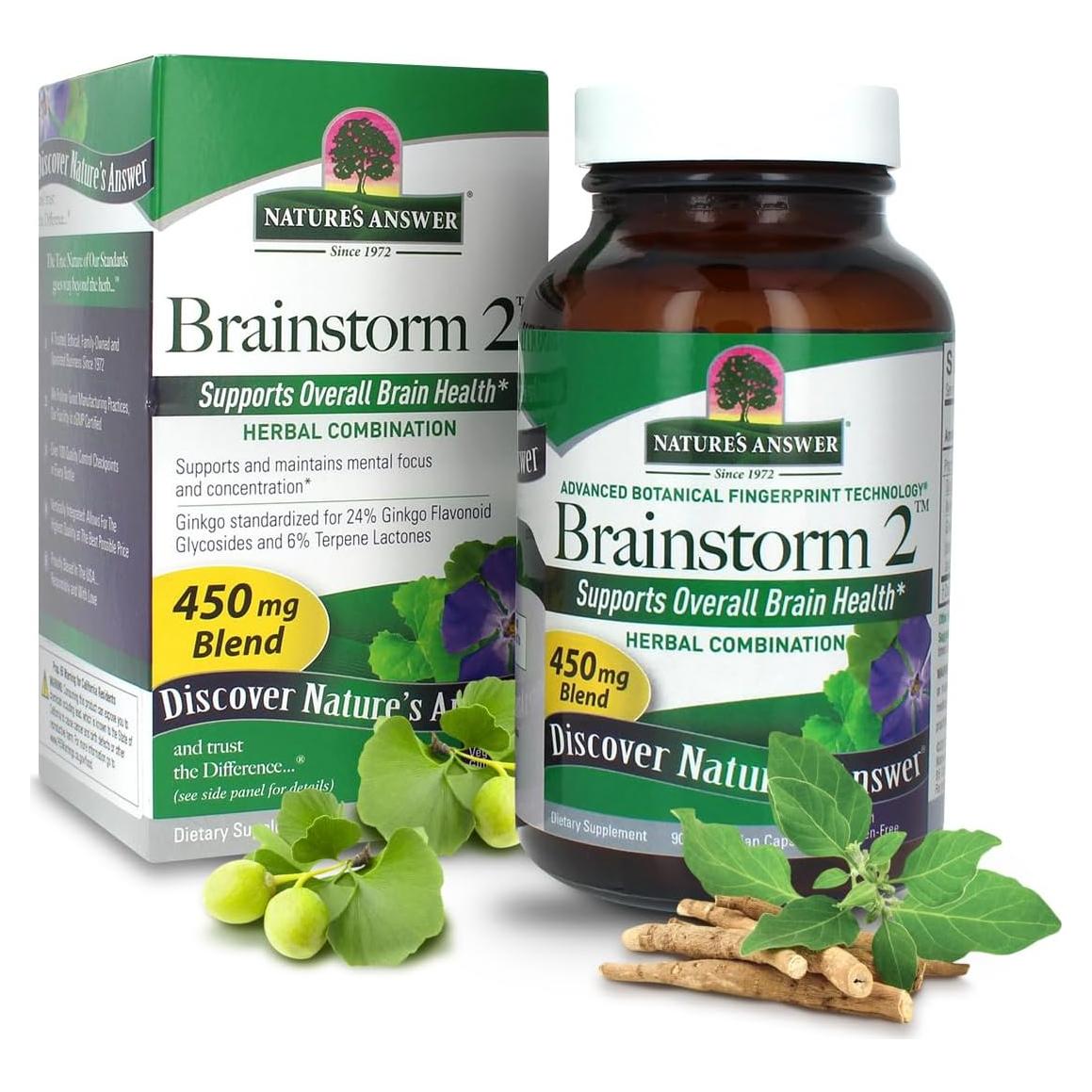 Cápsulas Veganas Brainstorm 2 Nature's Answer 90 Unidades