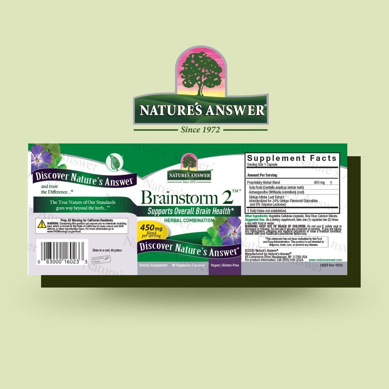 Cápsulas Veganas Brainstorm 2 Nature's Answer 90 Unidades