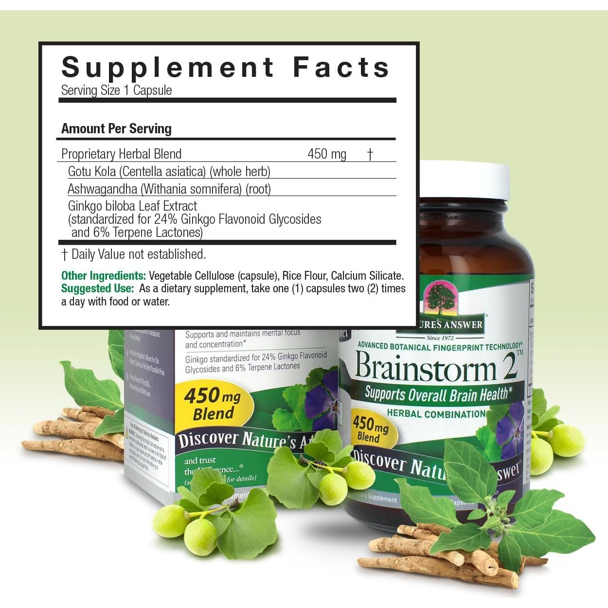 Cápsulas Veganas Brainstorm 2 Nature's Answer 90 Unidades