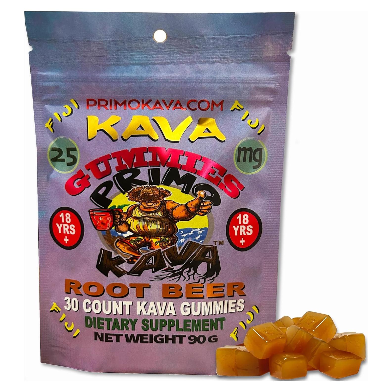 Gomitas de Kava Kava Primo - 25mg de Kavalactonas - Sabor Cerveza Raíz - 15 Unidades