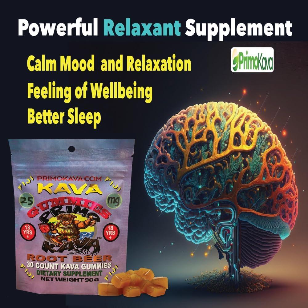 Gomitas de Kava Kava Primo - 25mg de Kavalactonas - Sabor Cerveza Raíz - 15 Unidades