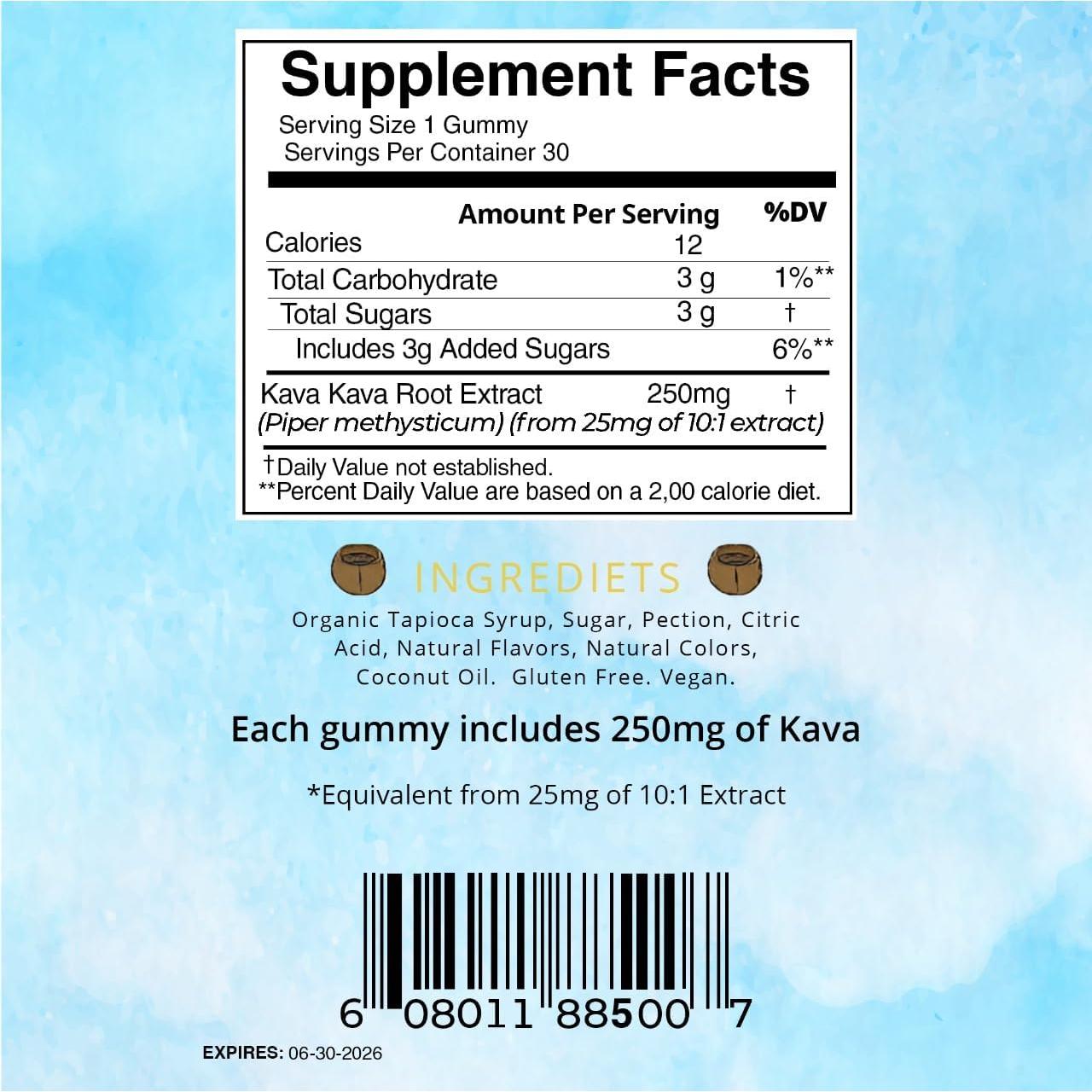 Gomitas de Kava Pina Colada Botanicals 250mg Veganas 30u