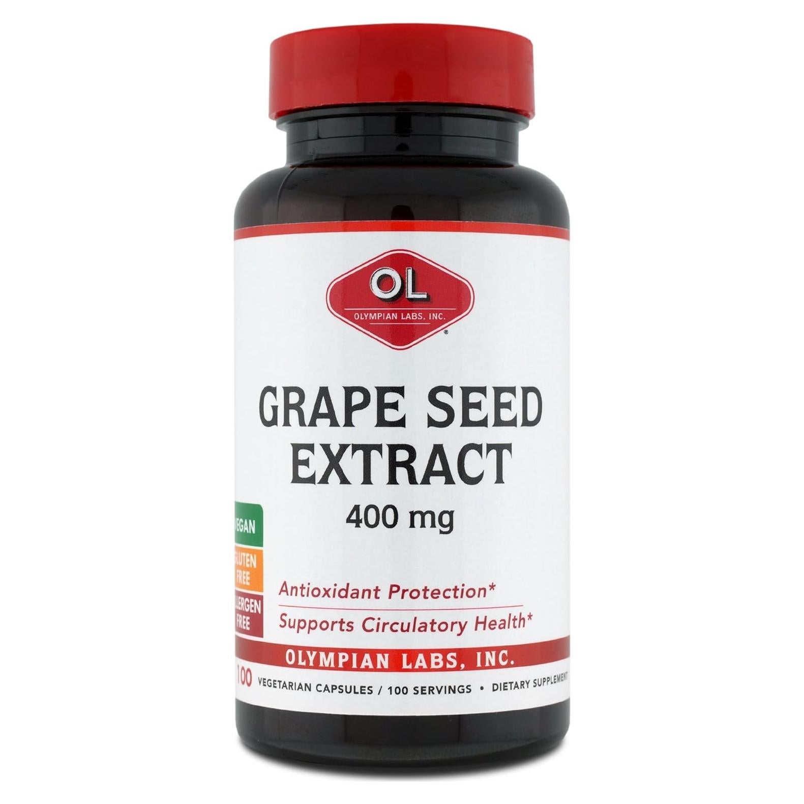 Extracto de Semilla de Uva Olympian Labs 400mg 100 Cápsulas Veganas