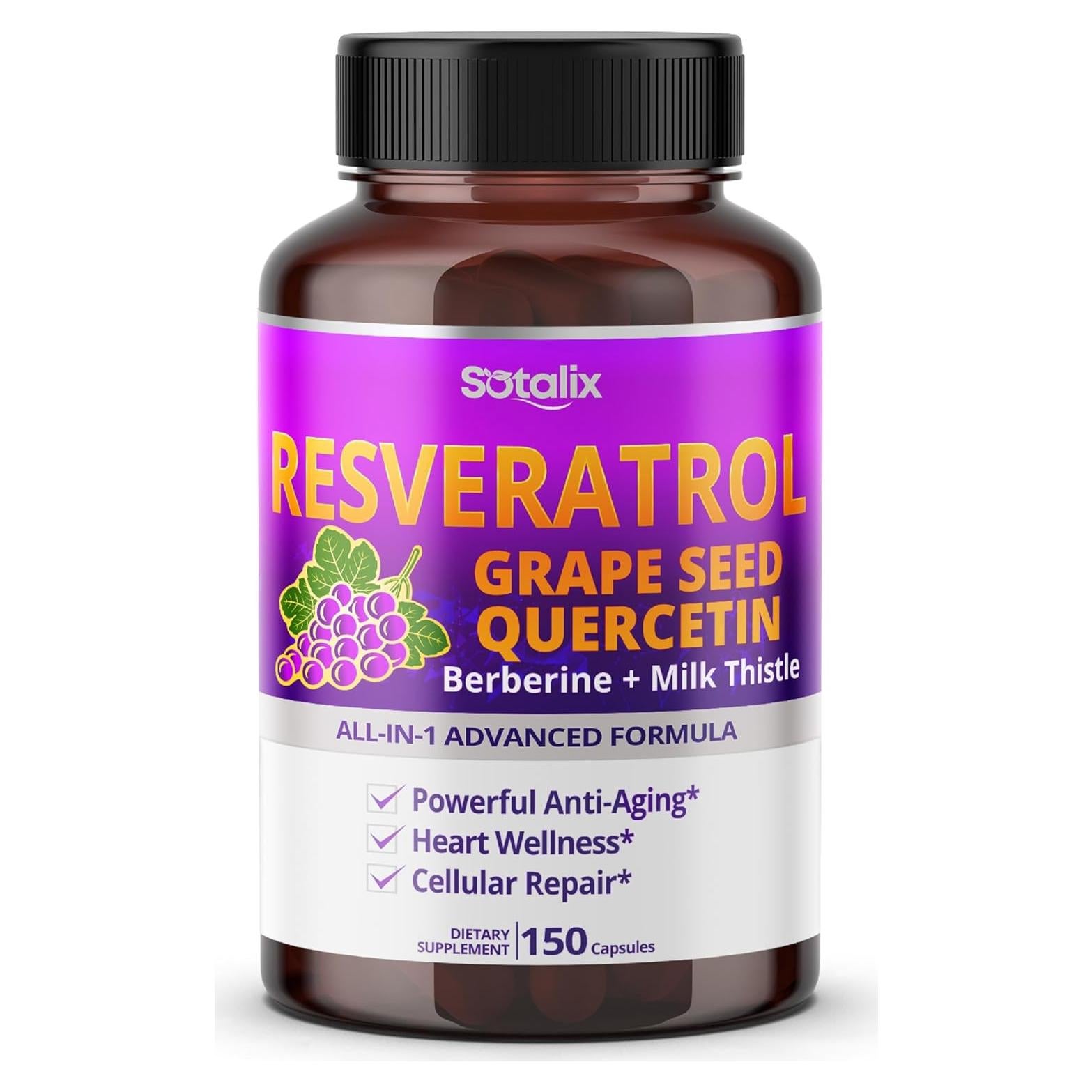 Suplemento Antienvejecimiento Sotalix Resveratrol 150 Cápsulas