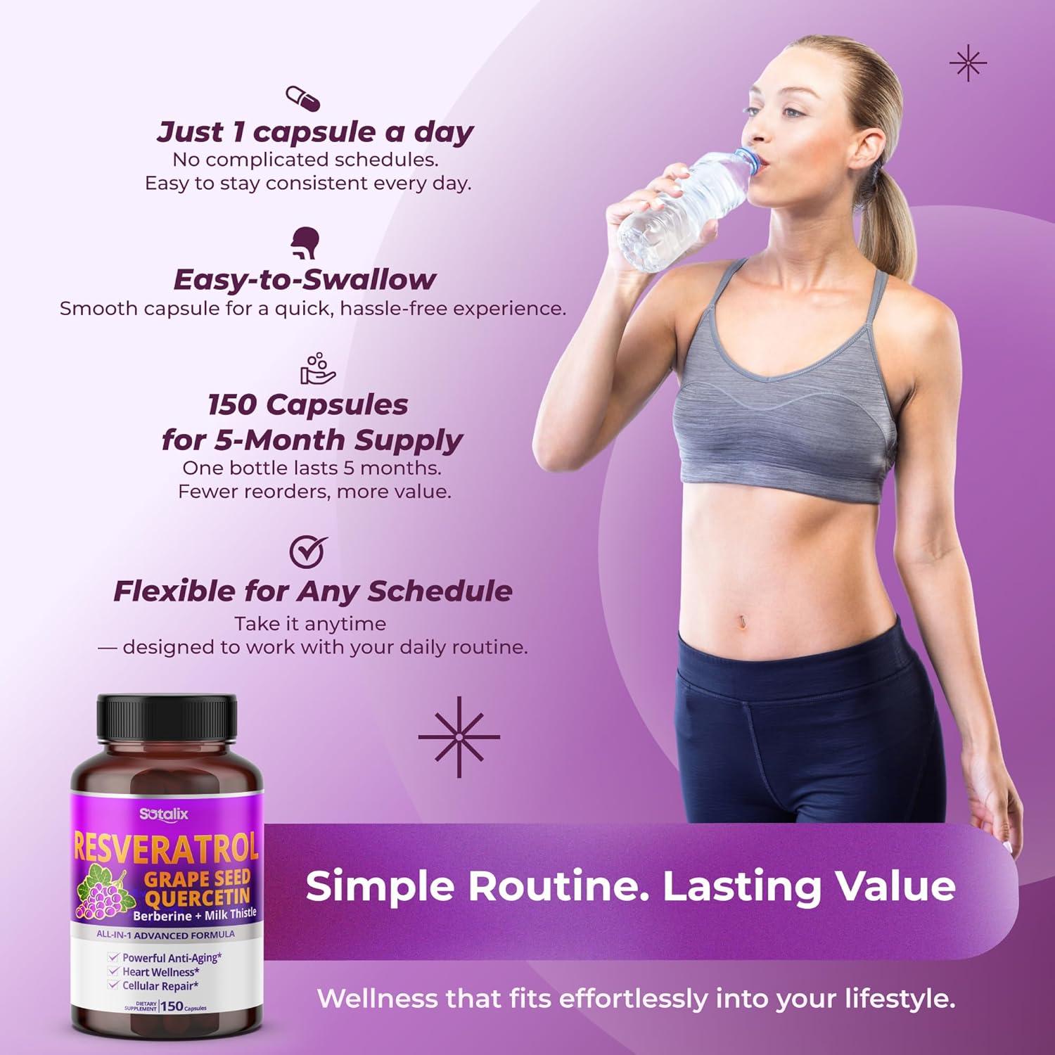 Suplemento Antienvejecimiento Sotalix Resveratrol 150 Cápsulas