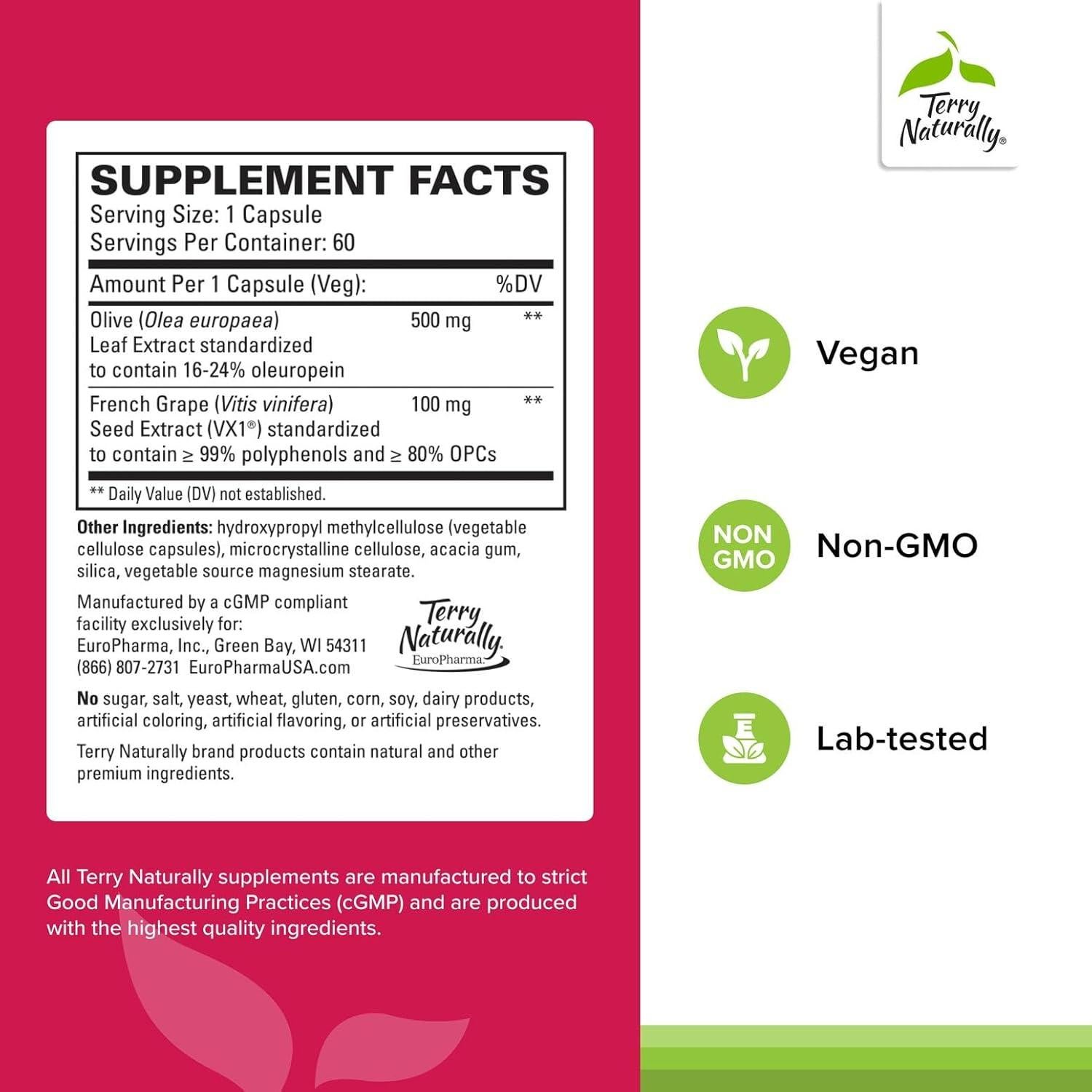 Suplemento Terry Naturally Salud Cardiovascular 60 Cápsulas