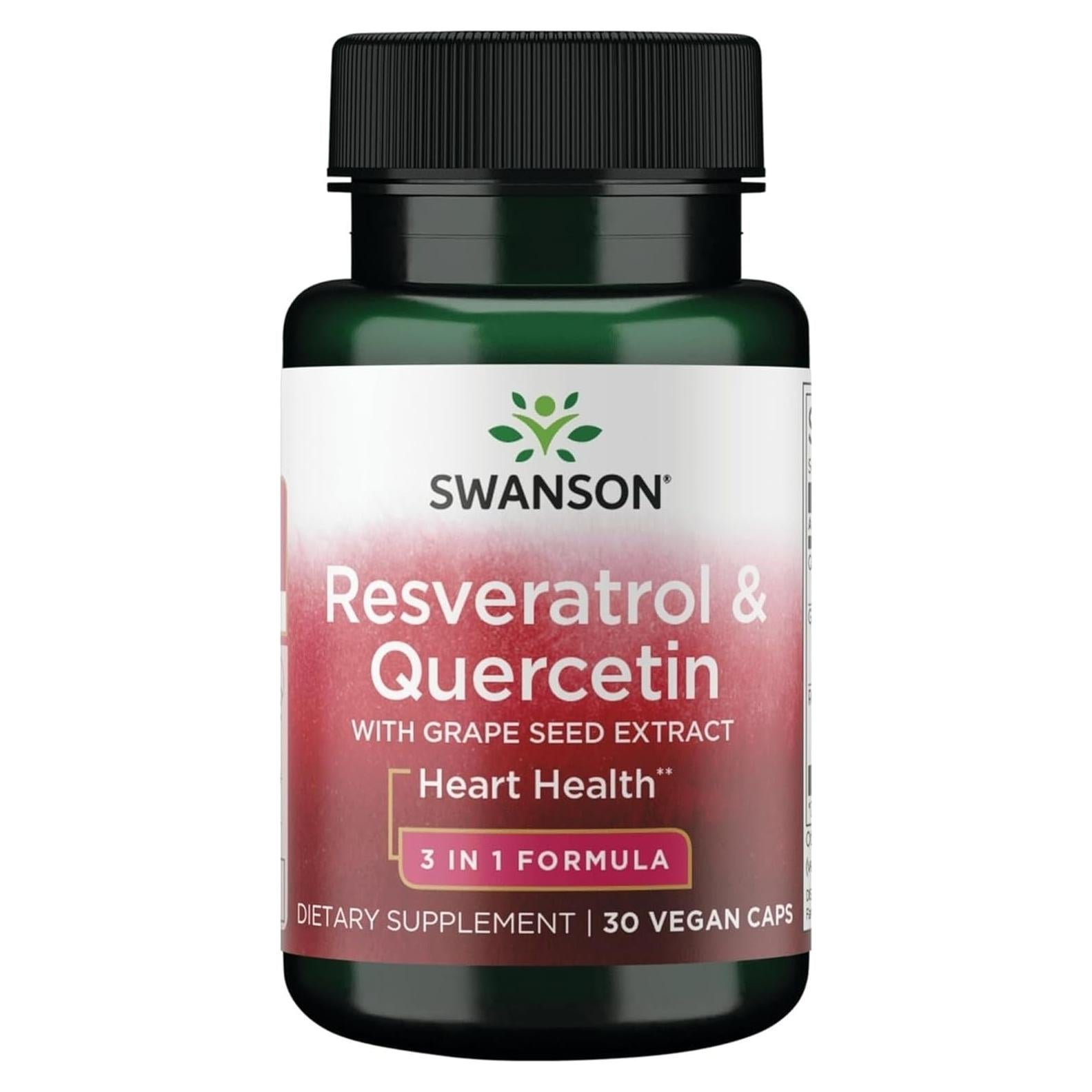 Swanson Resveratrol y Quercetina 30 Cápsulas Veganas Antioxidantes