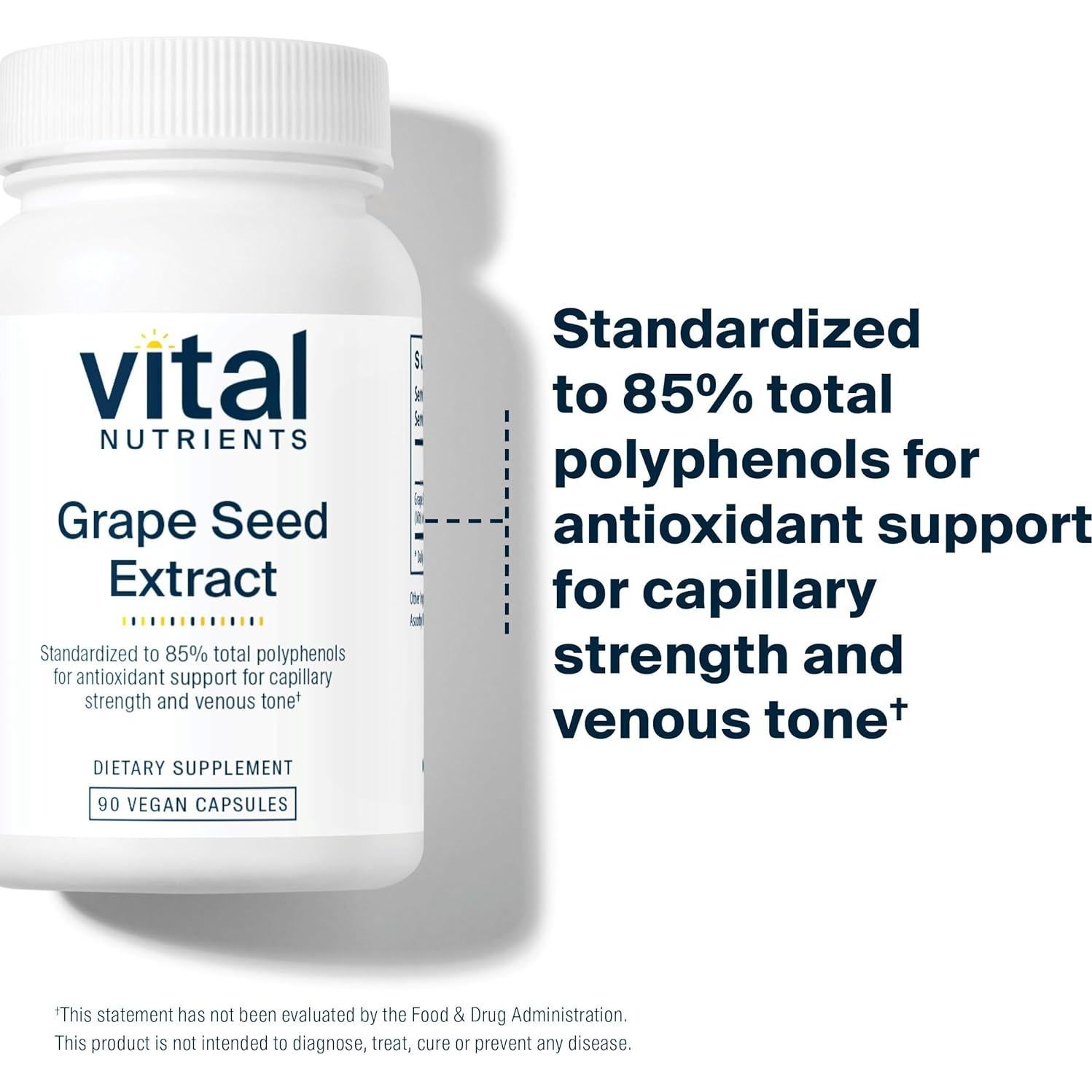 Extracto de Semilla de Uva Vital Nutrients 100mg - 90 Cápsulas Antioxidantes