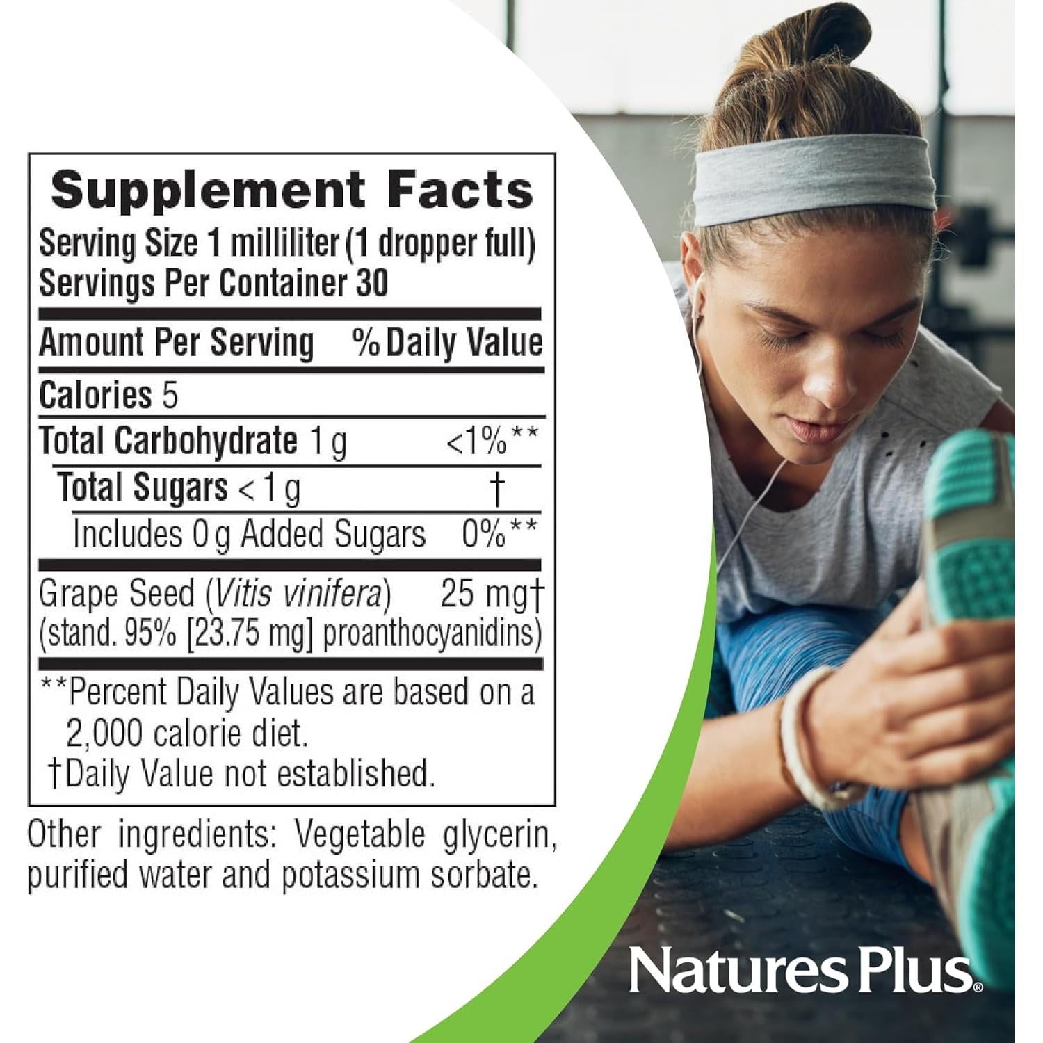 Natures Plus Semilla de Uva 25 mg Gotas Veganas 30 Porciones