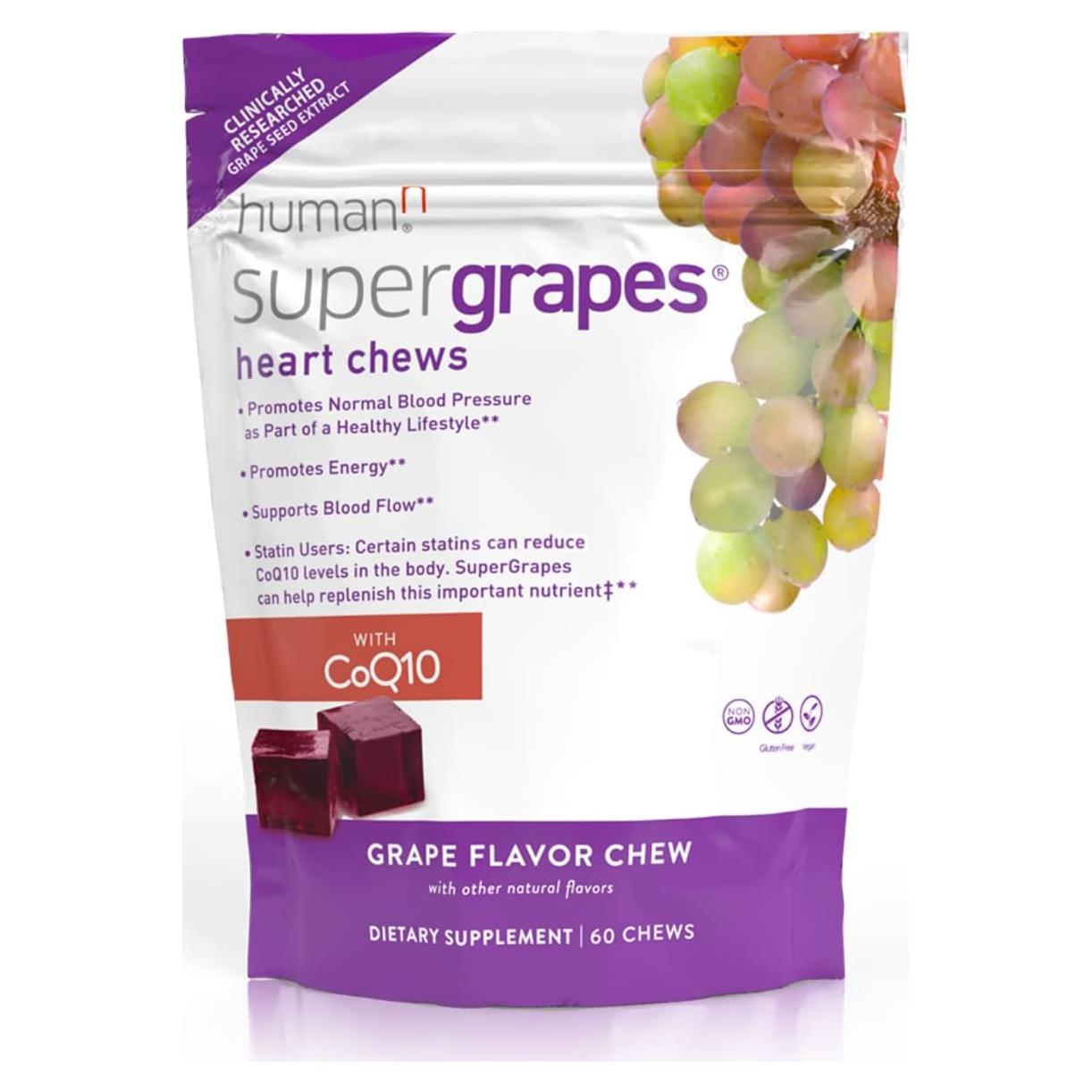 Suplemento Chews SuperGrapes HumanN - 100mg CoQ10 - Sabor Uva