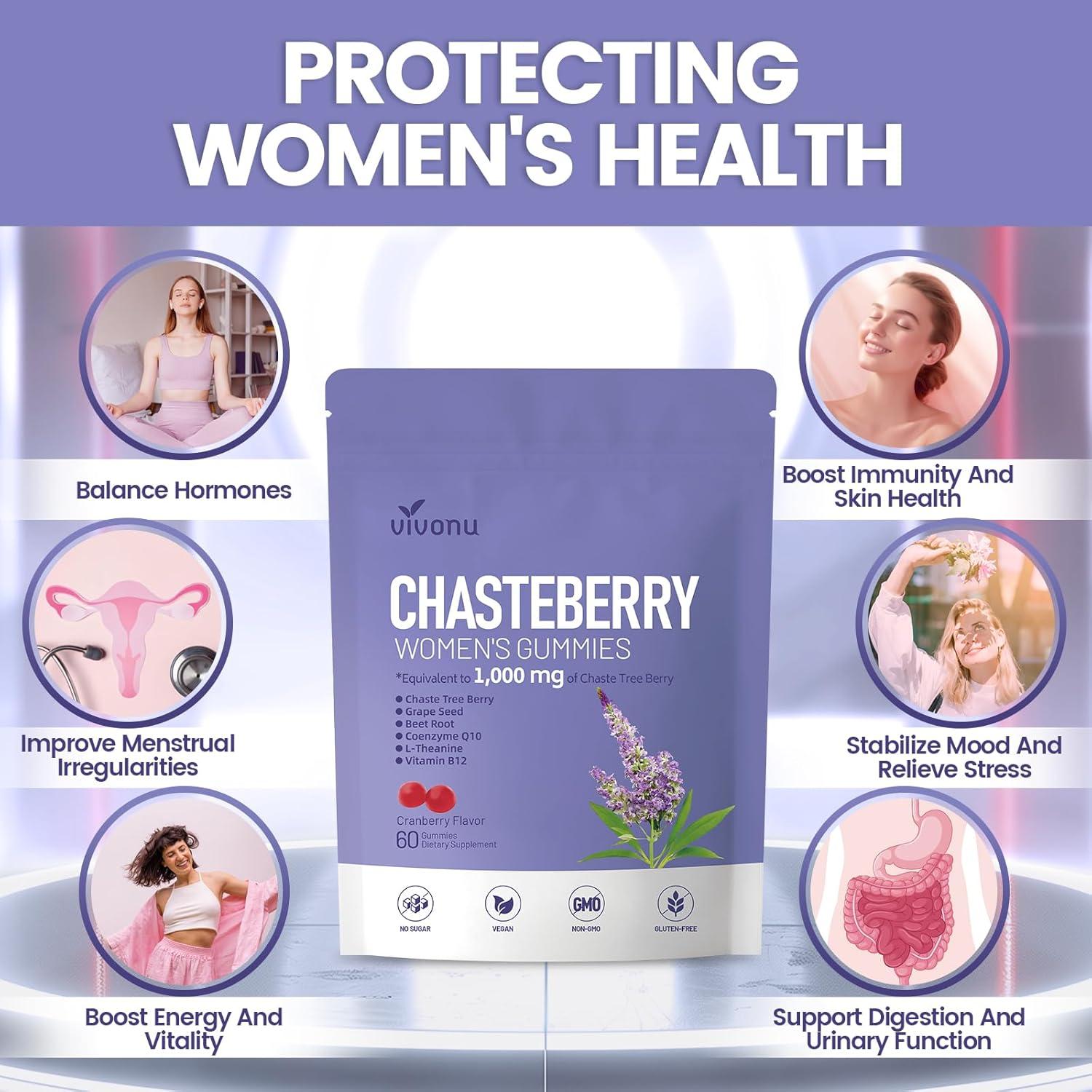 Suplemento VivoNu Gominolas Vitex Chasteberry 1000mg 180 Unidades
