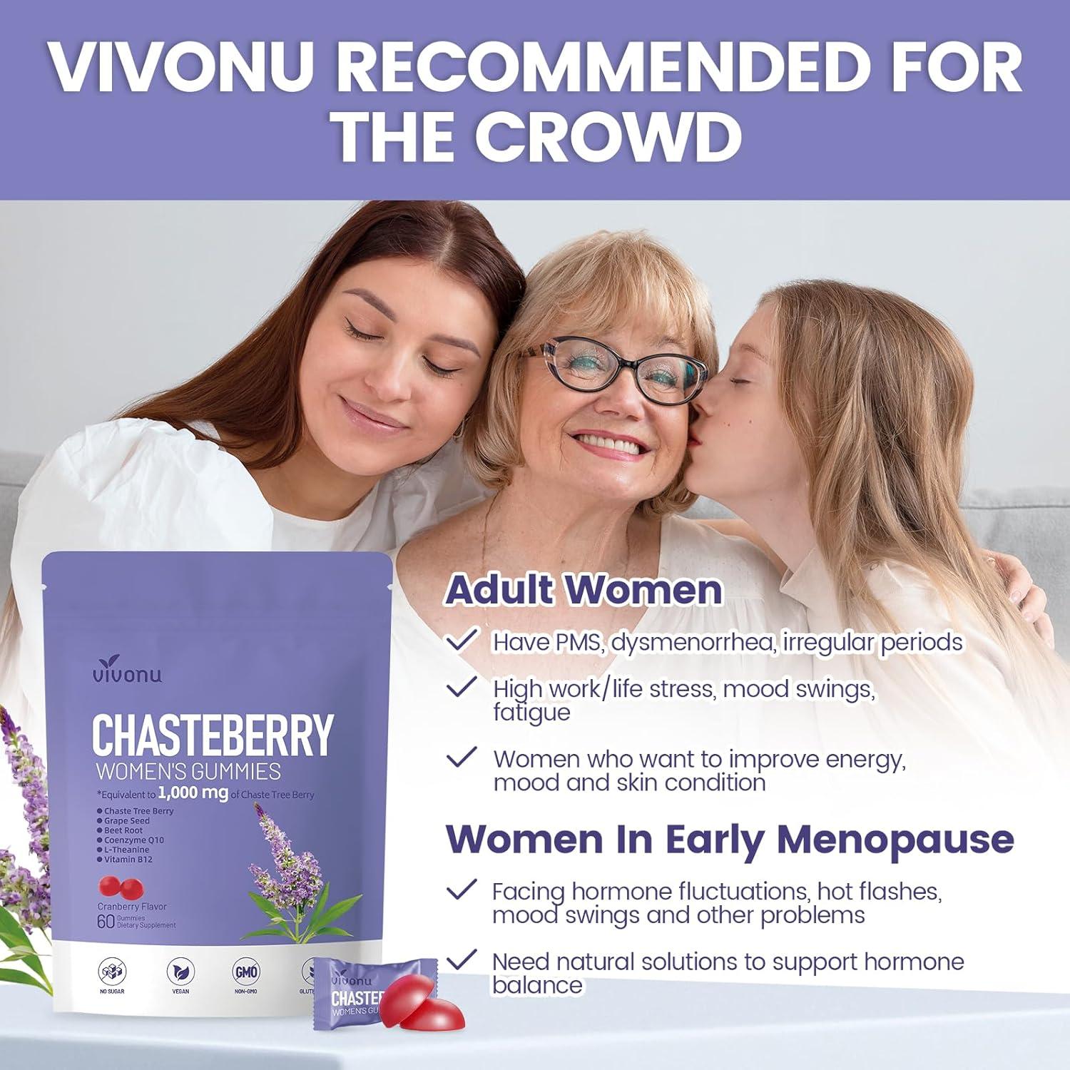 Suplemento VivoNu Gominolas Vitex Chasteberry 1000mg 180 Unidades