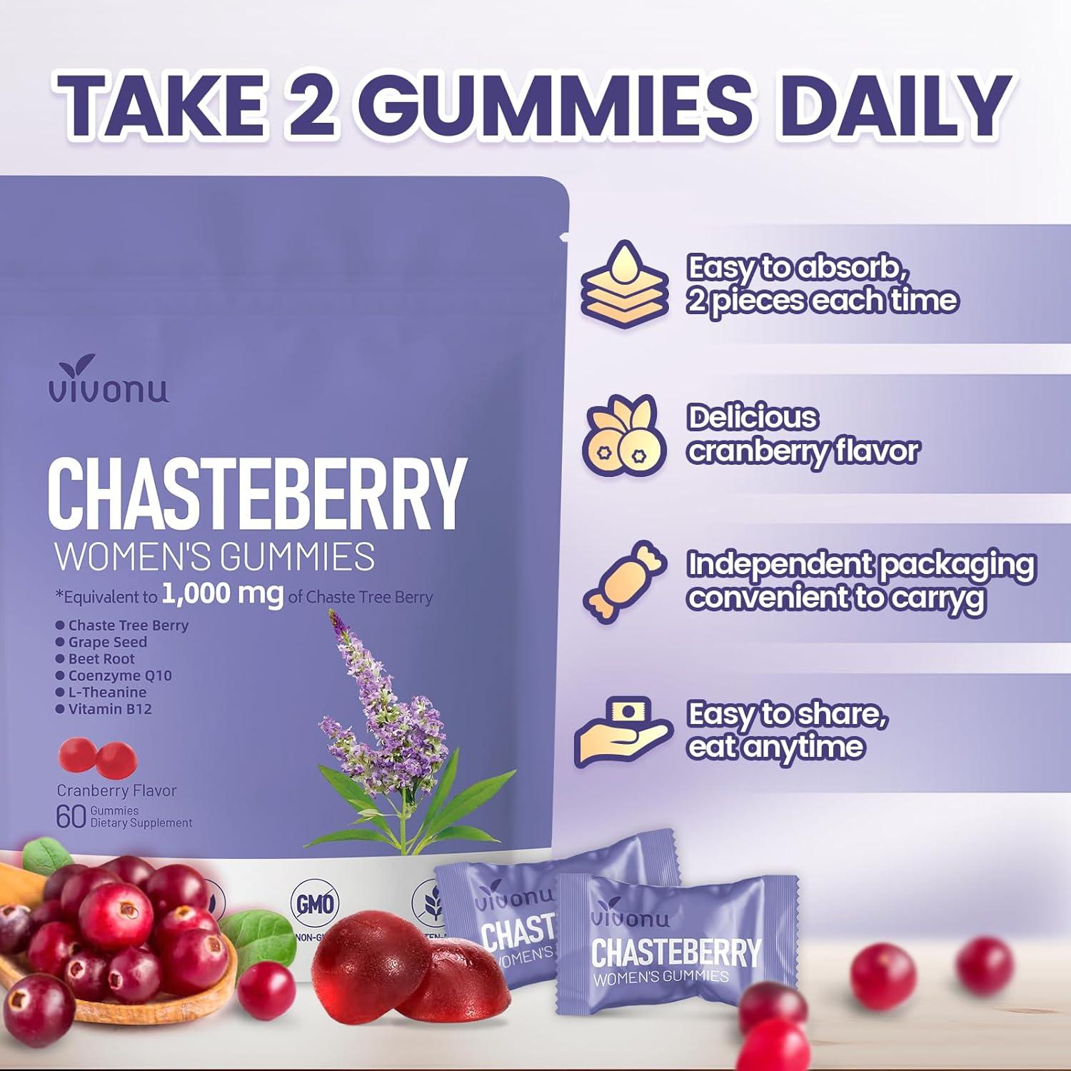 Suplemento VivoNu Gominolas Vitex Chasteberry 1000mg 180 Unidades