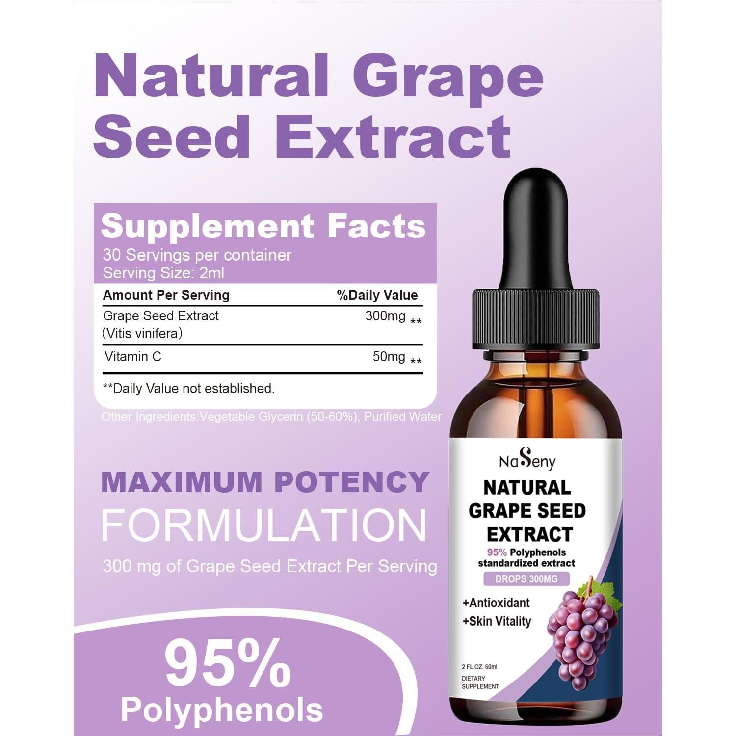 Gotas de Extracto de Semilla de Uva NaSeny 300mg + Magnesio 400mg