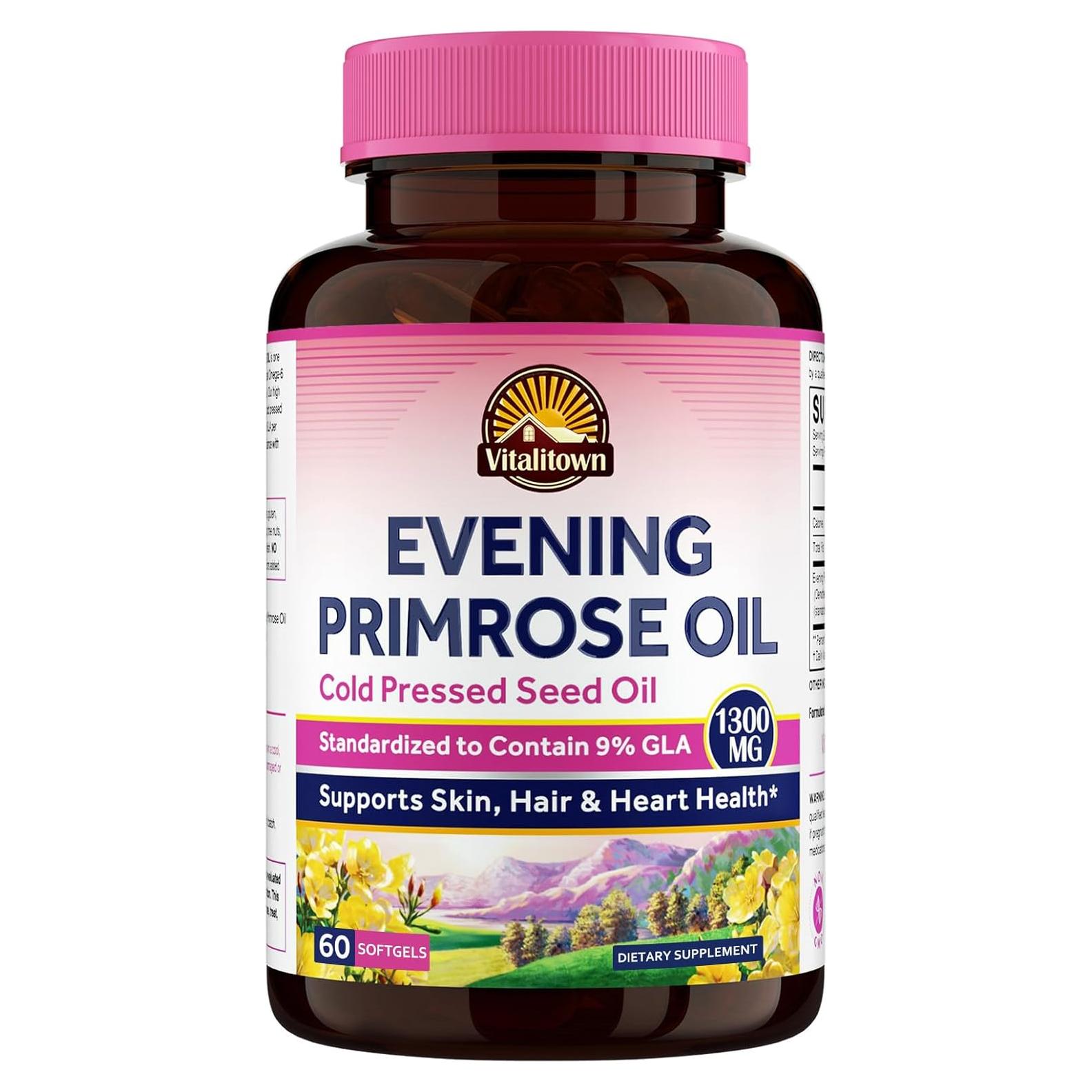 Aceite de Onagra Vitalitown 1300mg 60 Cápsulas Blandas