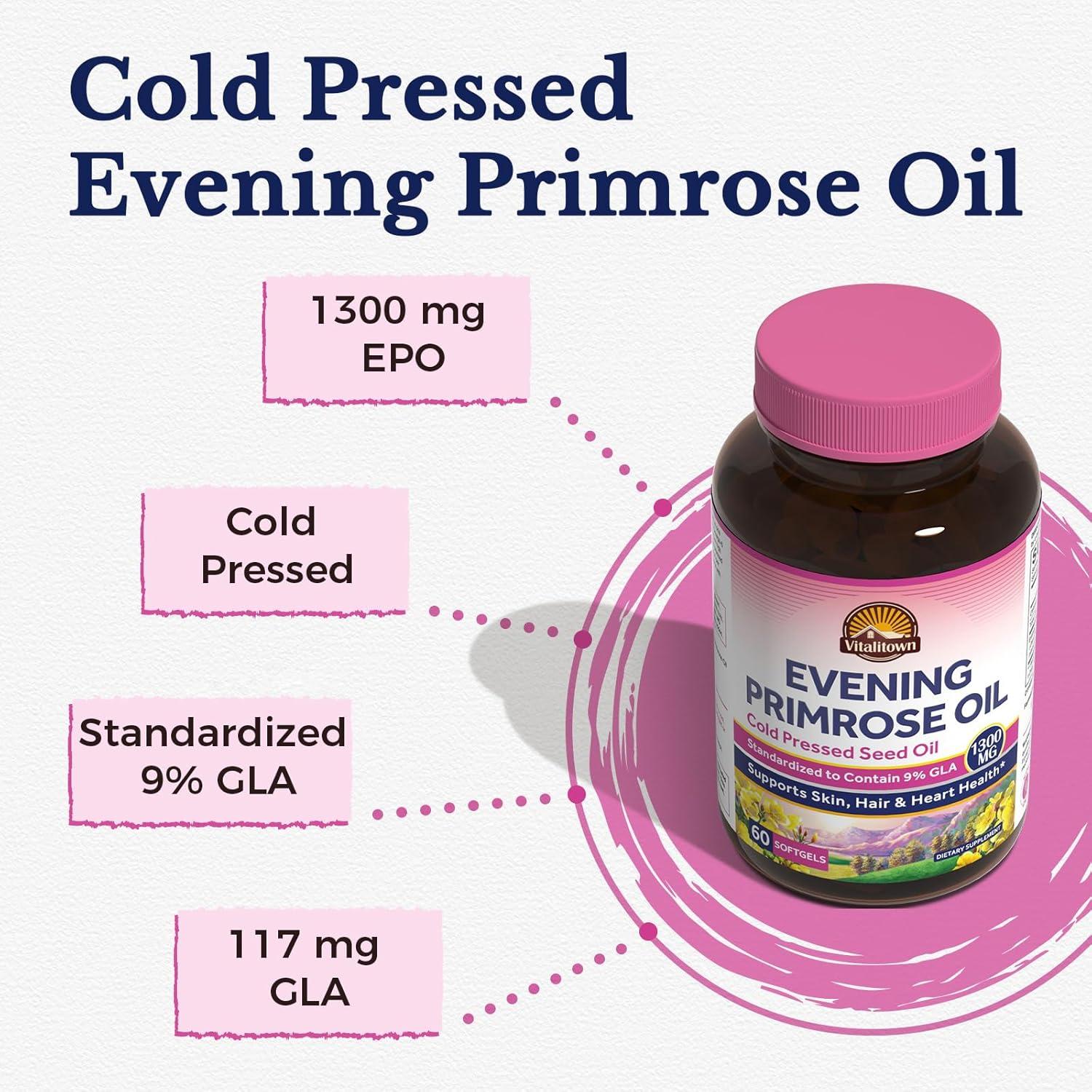 Aceite de Onagra Vitalitown 1300mg 60 Cápsulas Blandas