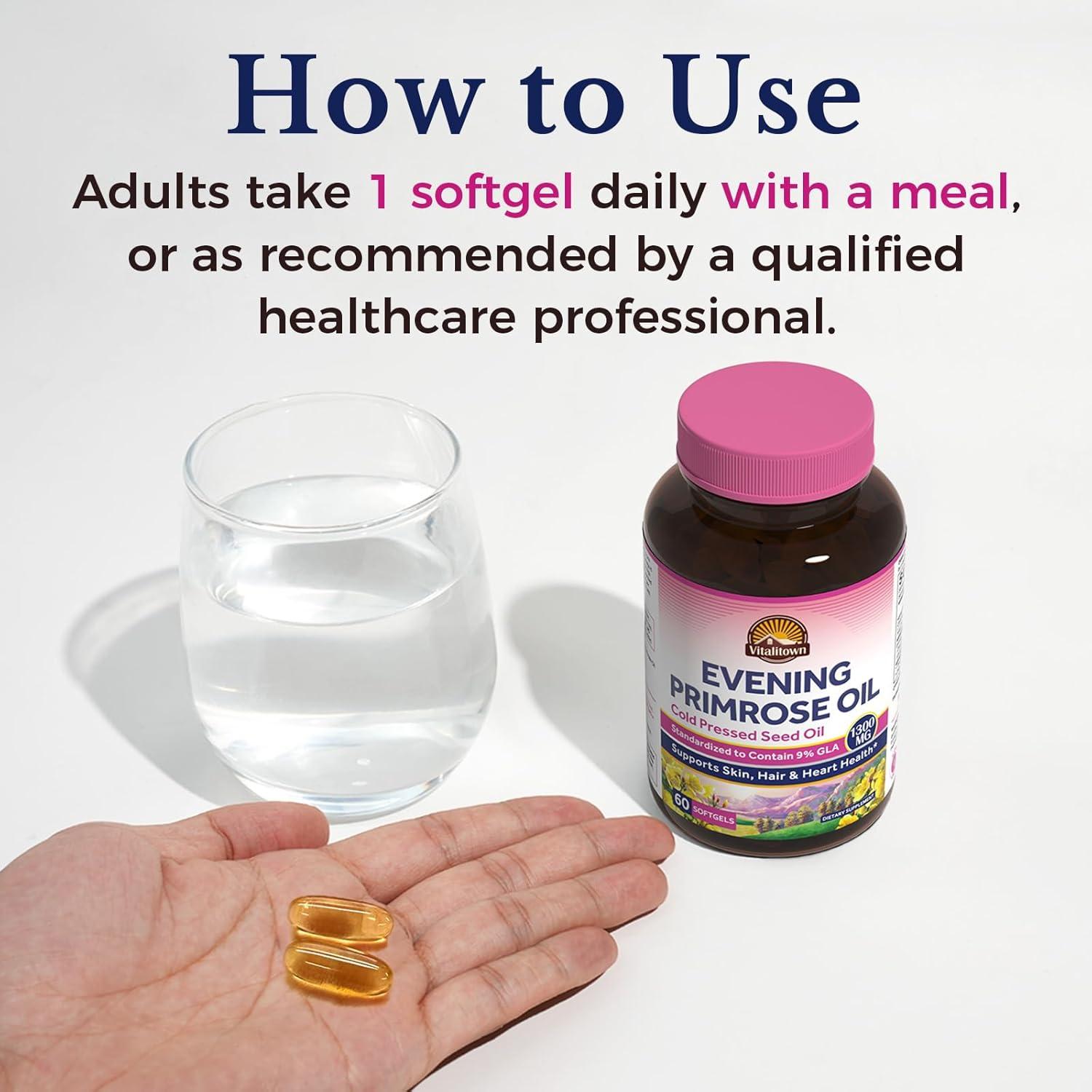 Aceite de Onagra Vitalitown 1300mg 60 Cápsulas Blandas