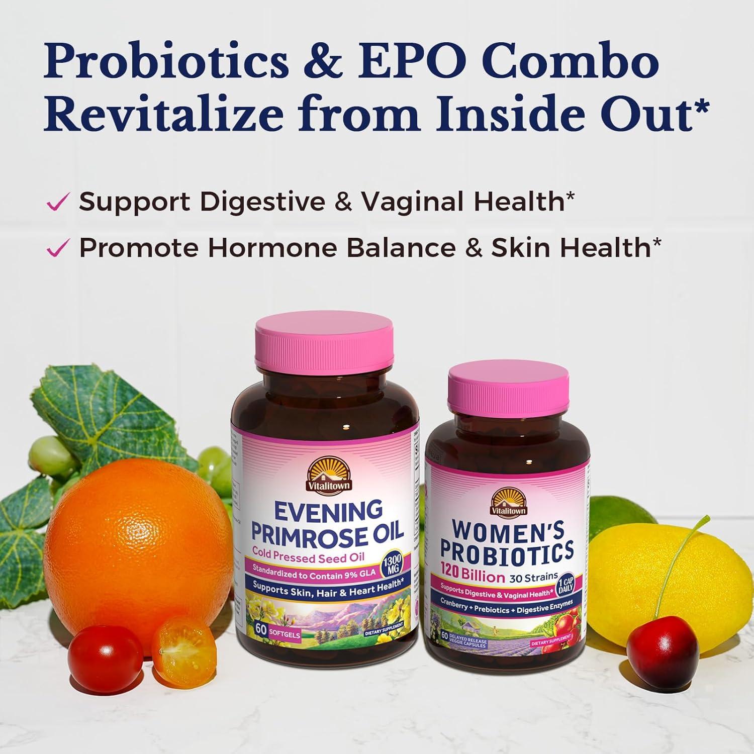 Aceite de Onagra Vitalitown 1300mg 60 Cápsulas Blandas