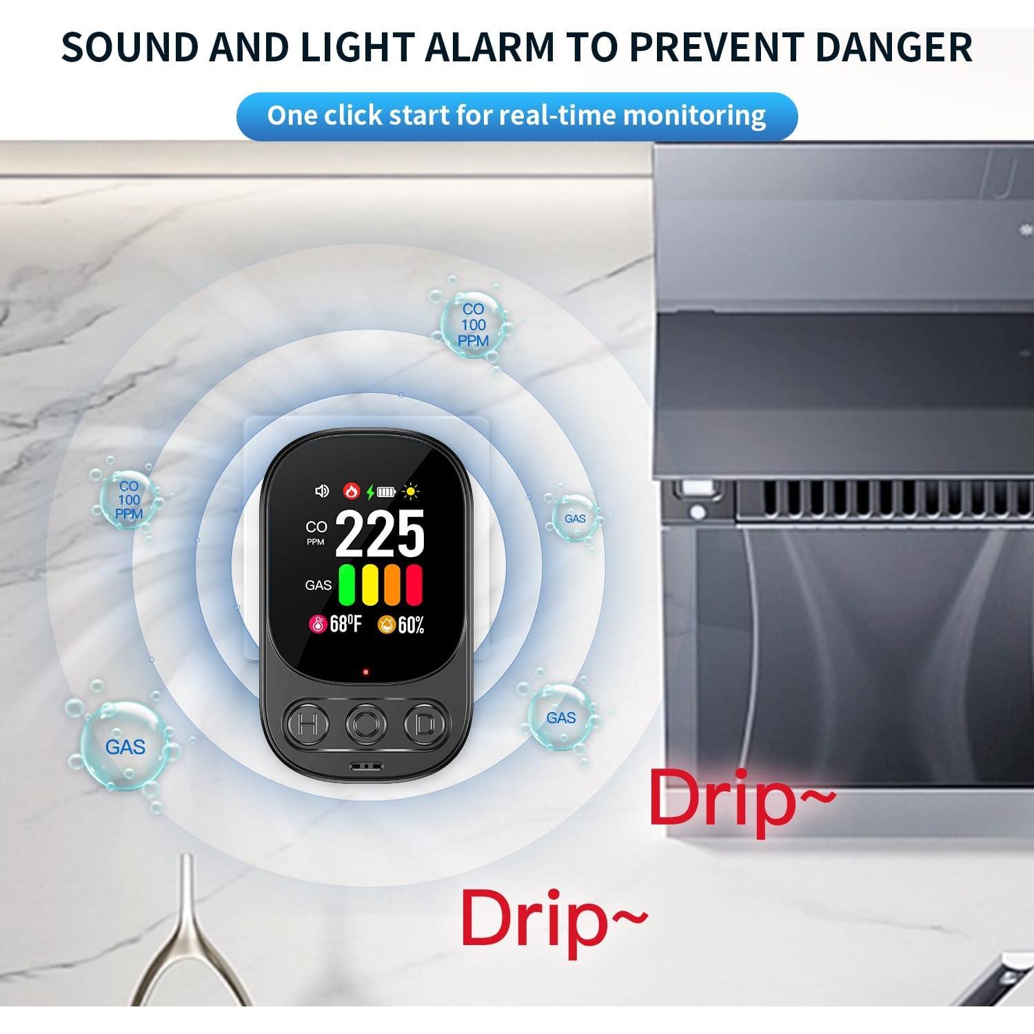 Detector 4en1 de Monóxido de Carbono y Gas HAKINAKU - Paquete de 2
