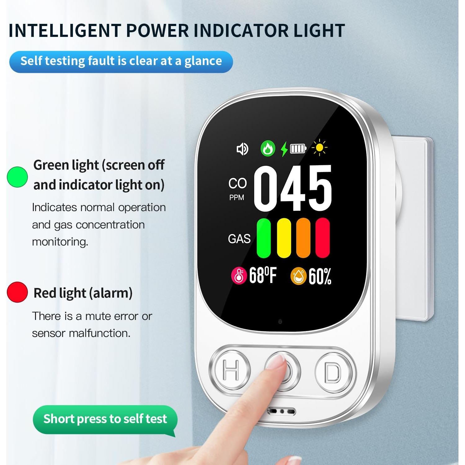 Detector 4en1 de Monóxido de Carbono y Gas HAKINAKU - Paquete de 2
