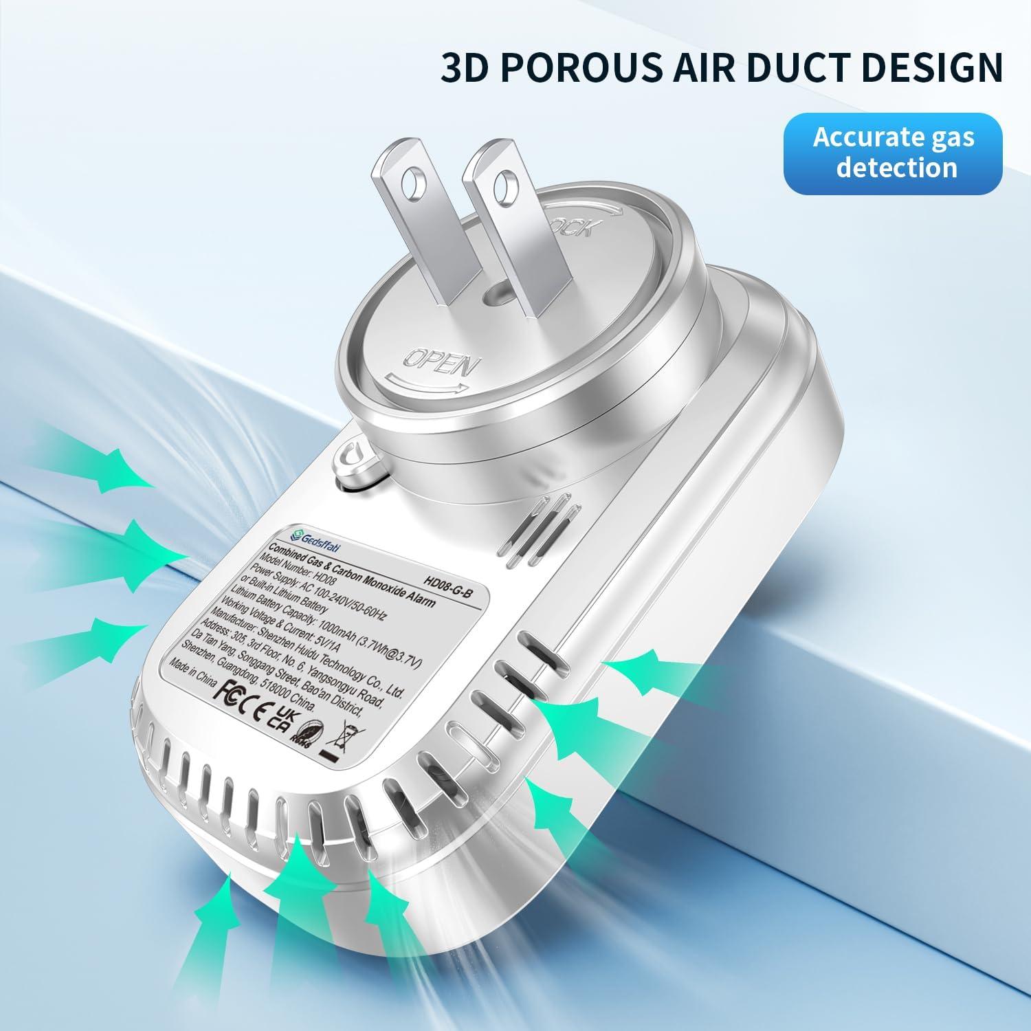 Detector 4en1 de Monóxido de Carbono y Gas HAKINAKU - Paquete de 2