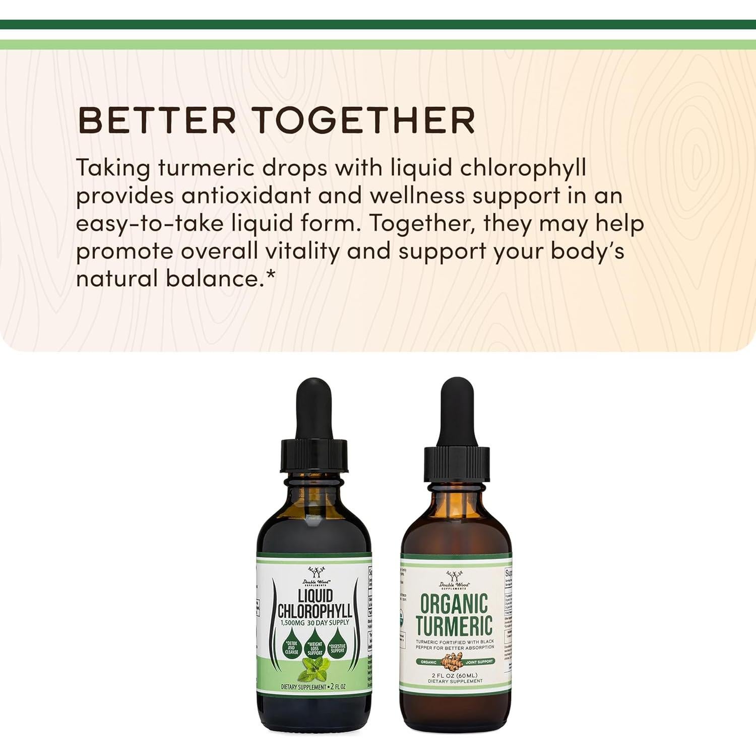 Gotas Líquidas de Clorofila Double Wood 60ml Sabor Menta