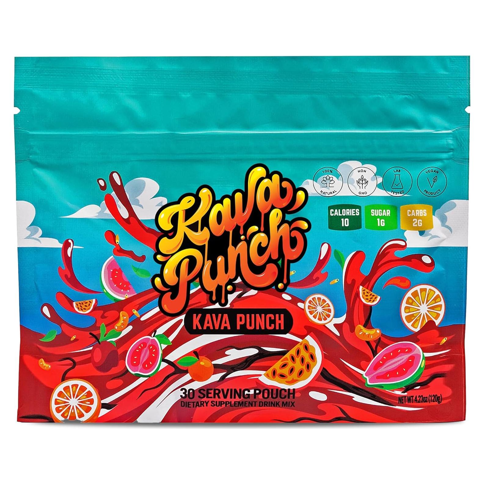 Kava Punch Polvo de Relajación - 30 Porciones, Sin Alcohol