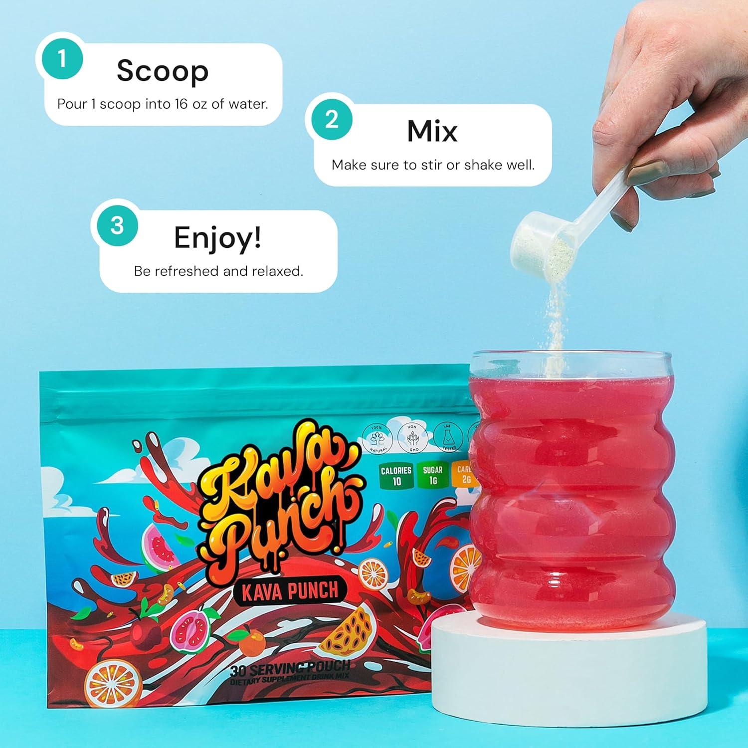 Kava Punch Polvo de Relajación - 30 Porciones, Sin Alcohol