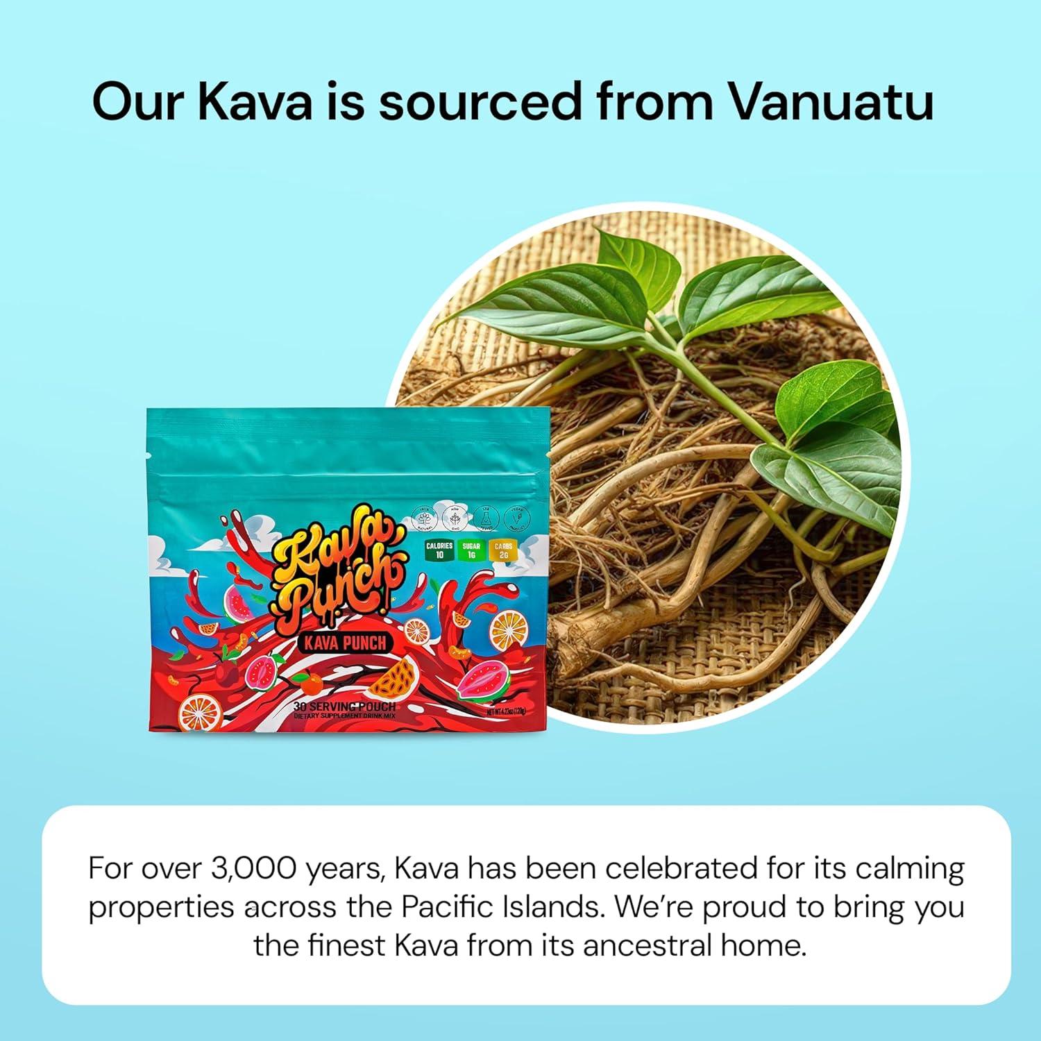 Kava Punch Polvo de Relajación - 30 Porciones, Sin Alcohol