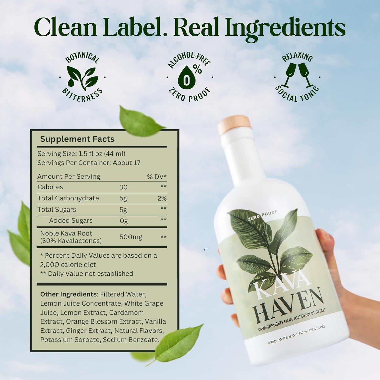 Kava Haven Bebida No Alcohólica 750mL Sabor Limón Jengibre