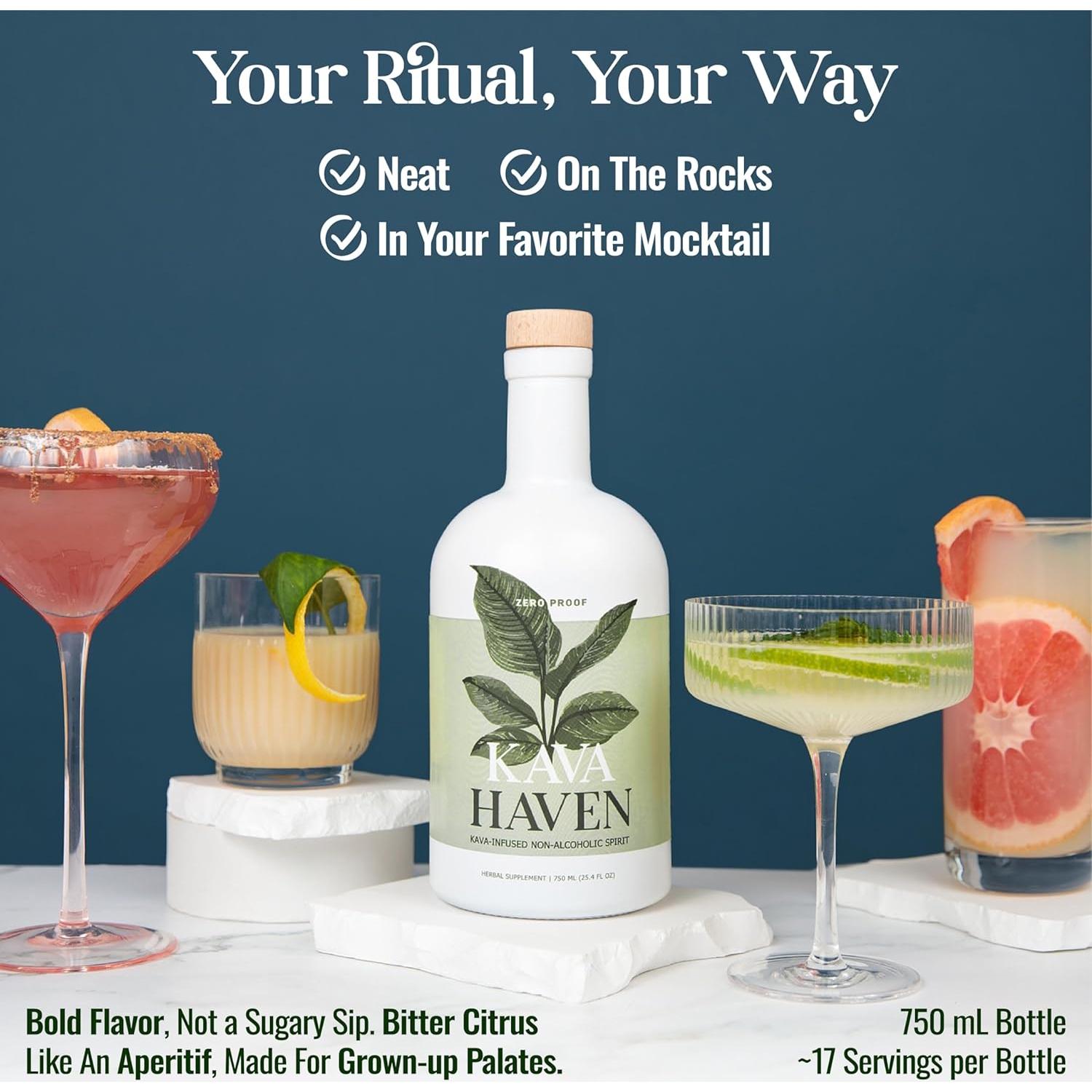 Kava Haven Bebida No Alcohólica 750mL Sabor Limón Jengibre