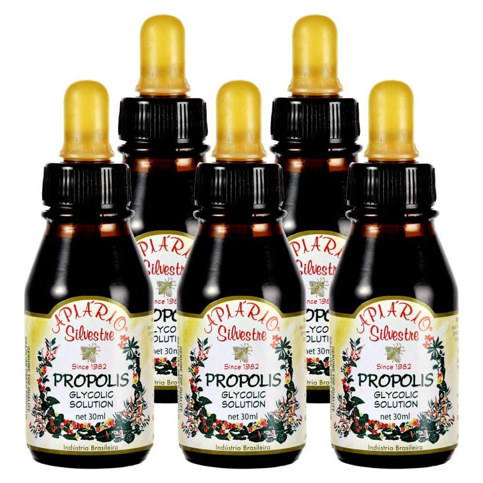5 Botellas de Extracto Líquido de Própolis Verde Apiario Silvestre - No Alcohólico