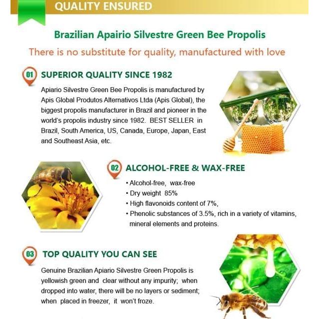 5 Botellas de Extracto Líquido de Própolis Verde Apiario Silvestre - No Alcohólico