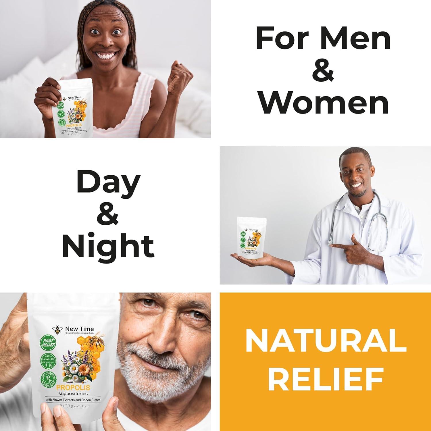 Supositorios Orgánicos de Propóleos New Time - Alivio Hemorroides