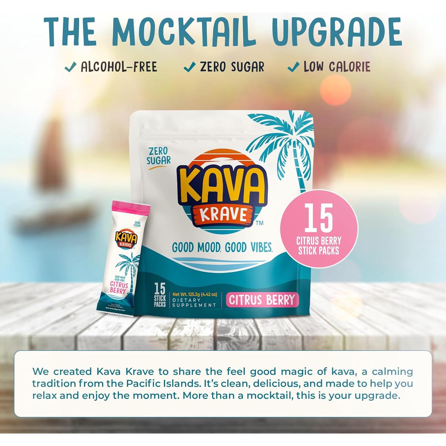 Mezcla de Bebida Kava Cítrica de Bayas Kava Krave - 15 Stick