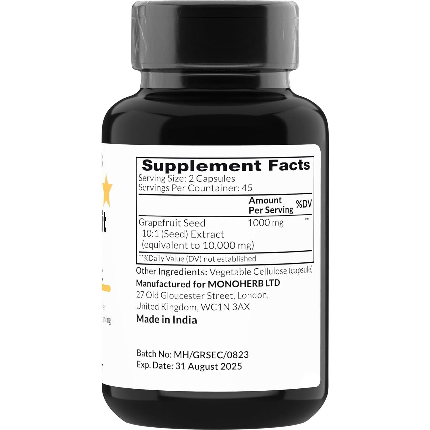 Extracto de Semilla de Pomelo Monoherb 1000 mg - 90 Cápsulas Vegetarianas