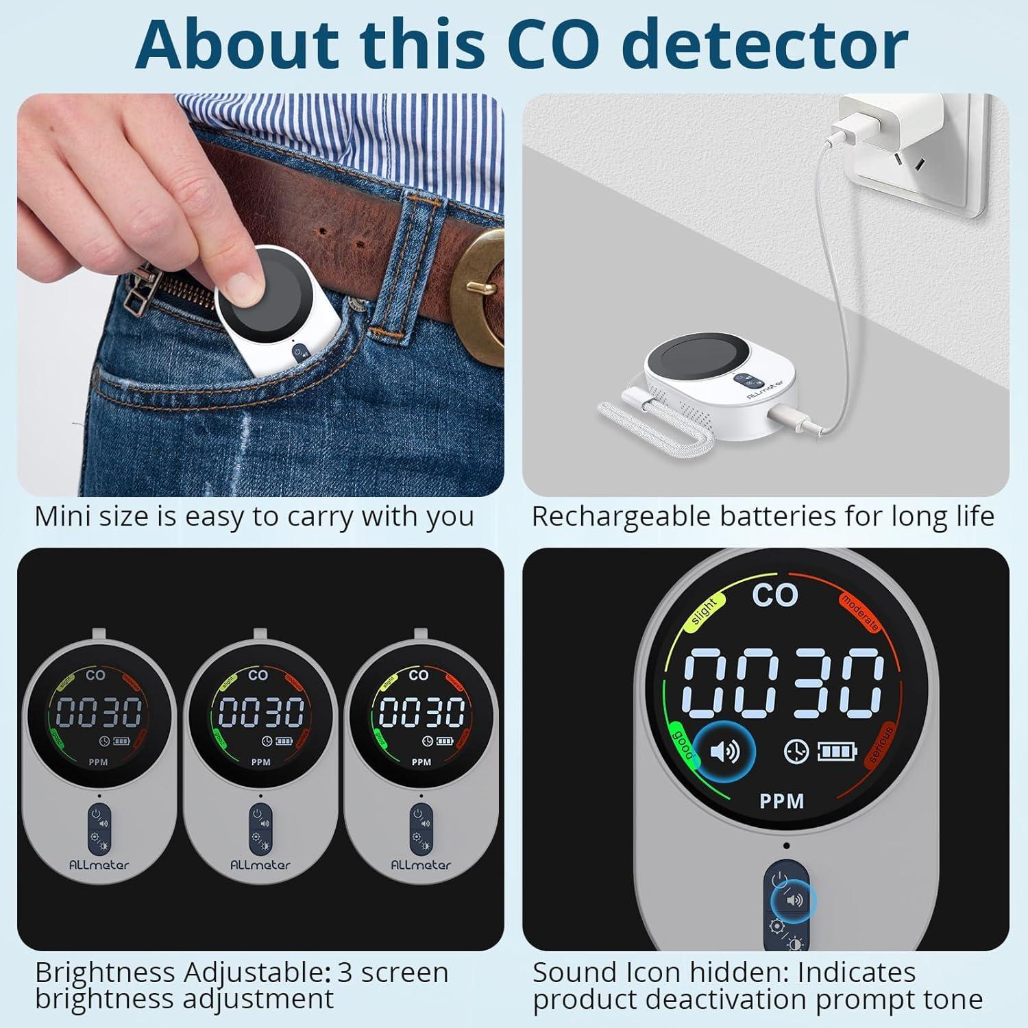 Detector de Monóxido de Carbono ALLmeter AK18 Portátil 0-1000 ppm