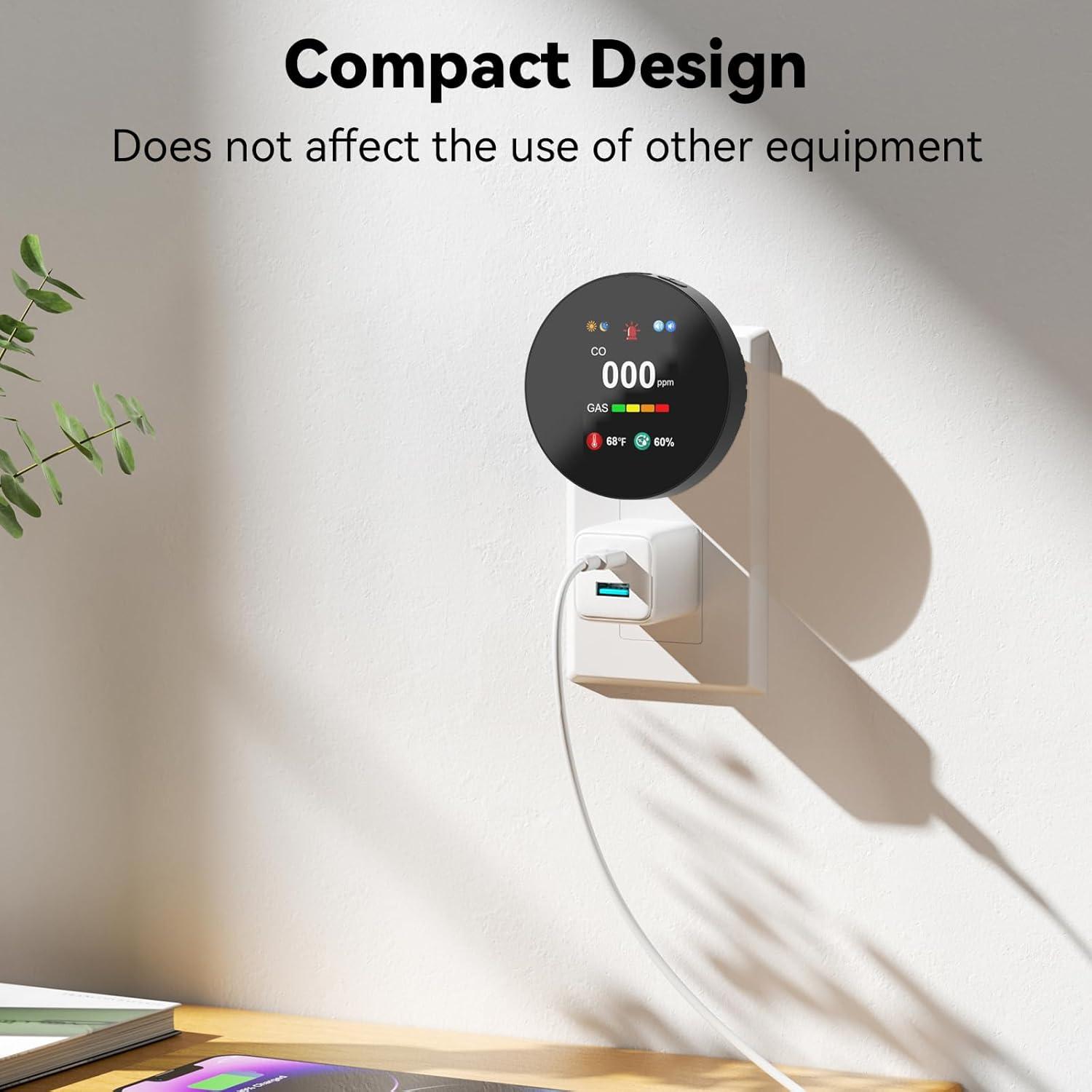 Detector de Gas y Monóxido de Carbono Enchufable SMSRECEIVE CG01