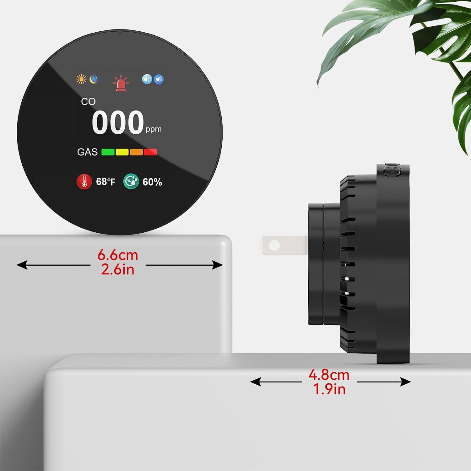Detector de Gas y Monóxido de Carbono Enchufable SMSRECEIVE CG01