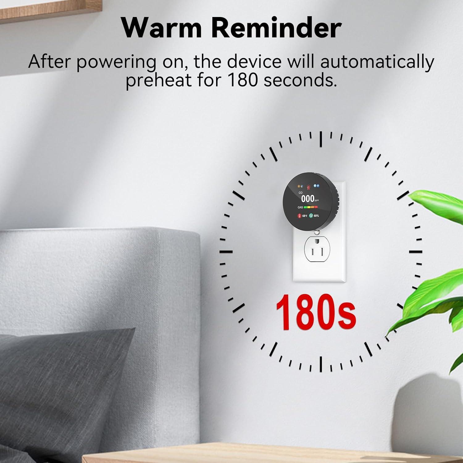 Detector de Gas y Monóxido de Carbono Enchufable SMSRECEIVE CG01