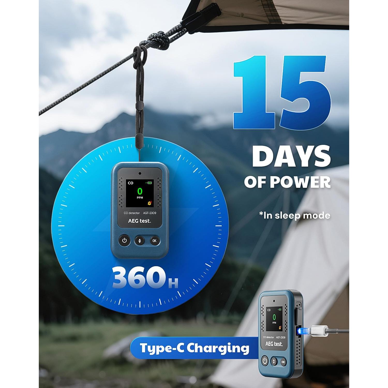 Detector de Monóxido de Carbono AGT-2309 Portátil 0-1000ppm