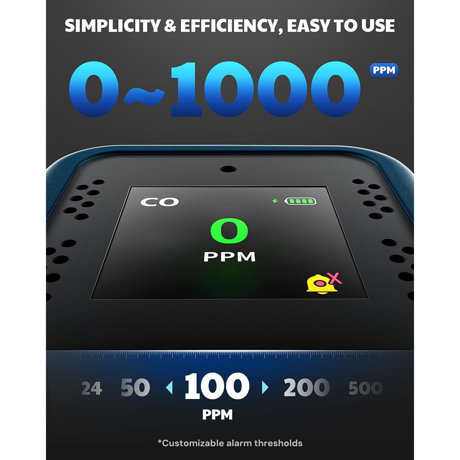 Detector de Monóxido de Carbono AGT-2309 Portátil 0-1000ppm