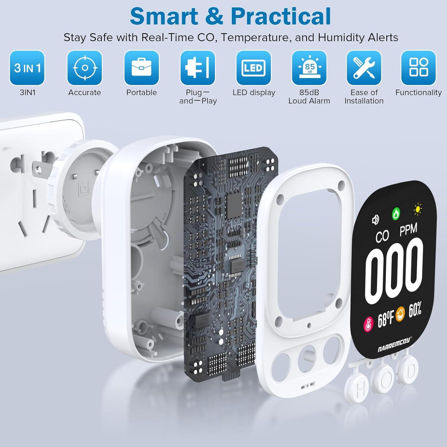 Detector de Monóxido de Carbono Narremcoy HD08 0-999 ppm