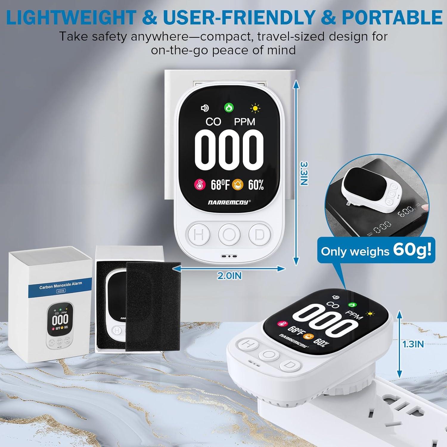 Detector de Monóxido de Carbono Narremcoy HD08 0-999 ppm