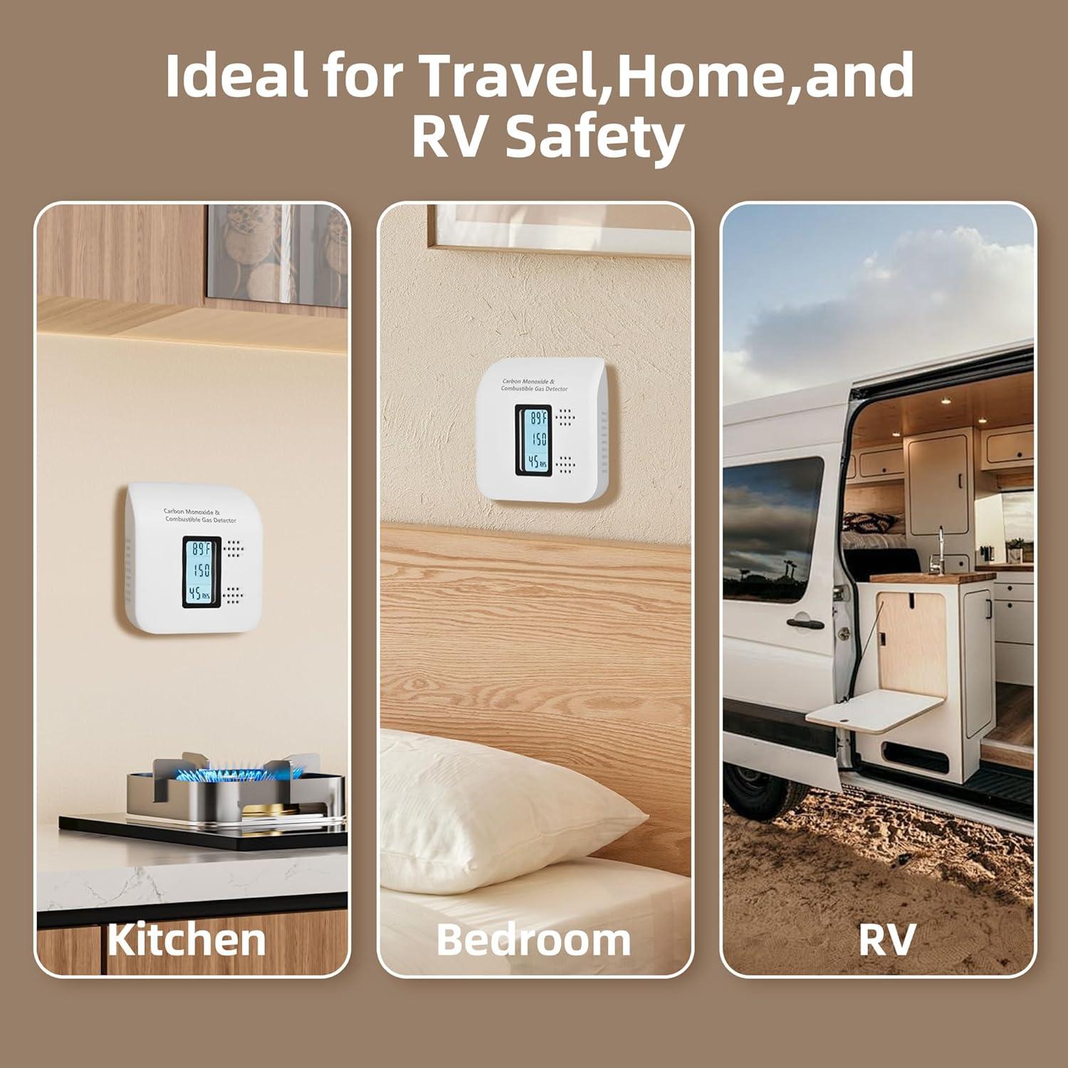 Detector de Monóxido de Carbono y Gas Bluevortex Y401 4-en-1