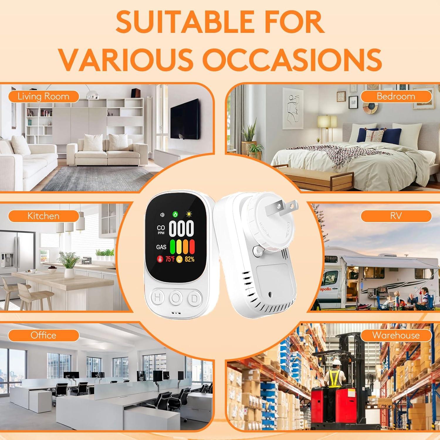 Paquete de 2 Detectores de Monóxido de Carbono SOIRRDBF 4-en-1